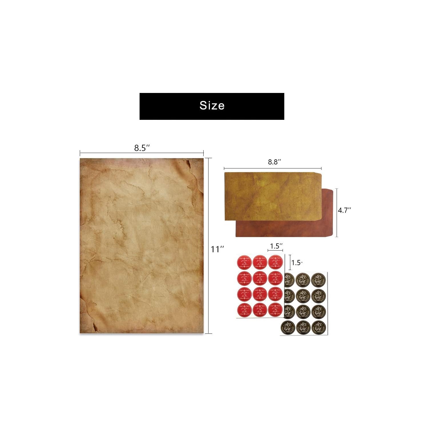 Antique Stationary Paper and Envelopes Set – Vintage Parchment Paper Old Fashioned Letter Stationery for Printing,
