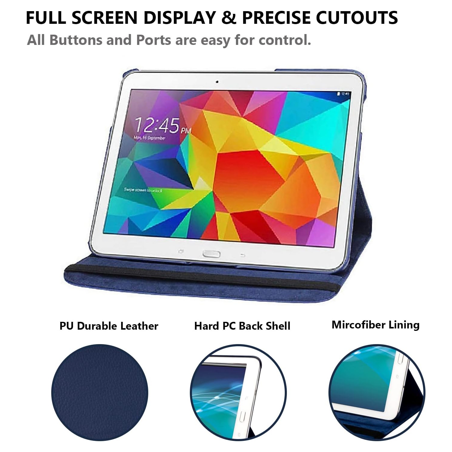 Case for Samsung Galaxy Tab 4 10.1 inch - 360 Degree Rotating Stand Case Full Protective