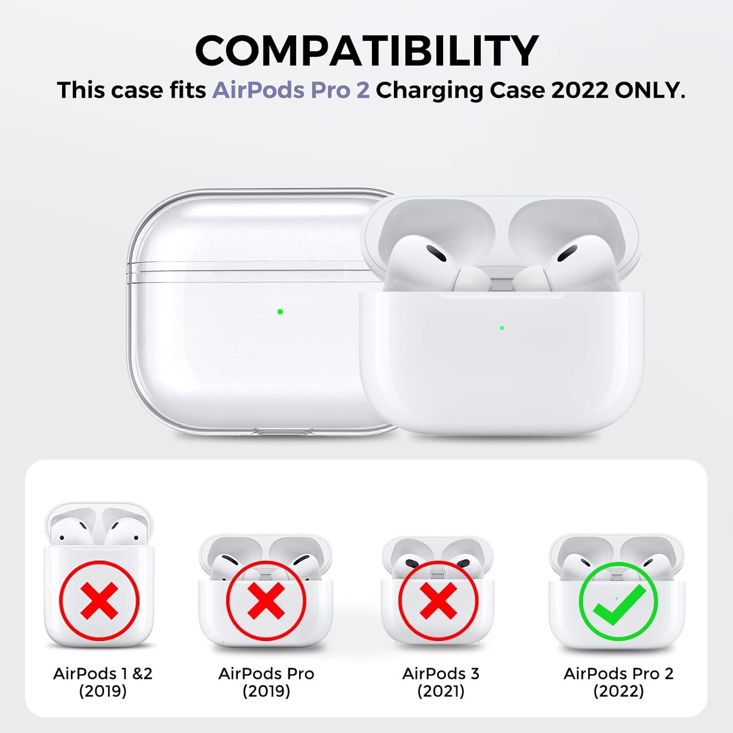 Case for AirPods Pro 2nd Gen 2022 / AirPods Pro 2 2023 USB-C Clear Protective Cover Transparent Key Chain Strap
