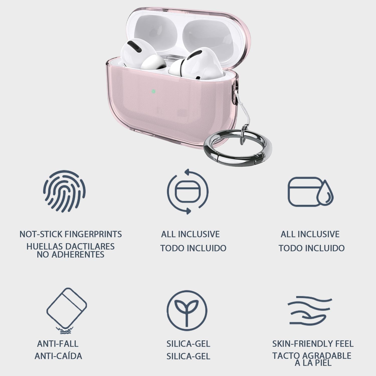 Case for AirPods Pro 2nd Gen 2022 / AirPods Pro 2 2023 USB-C Clear Protective Cover Transparent Key Chain Strap