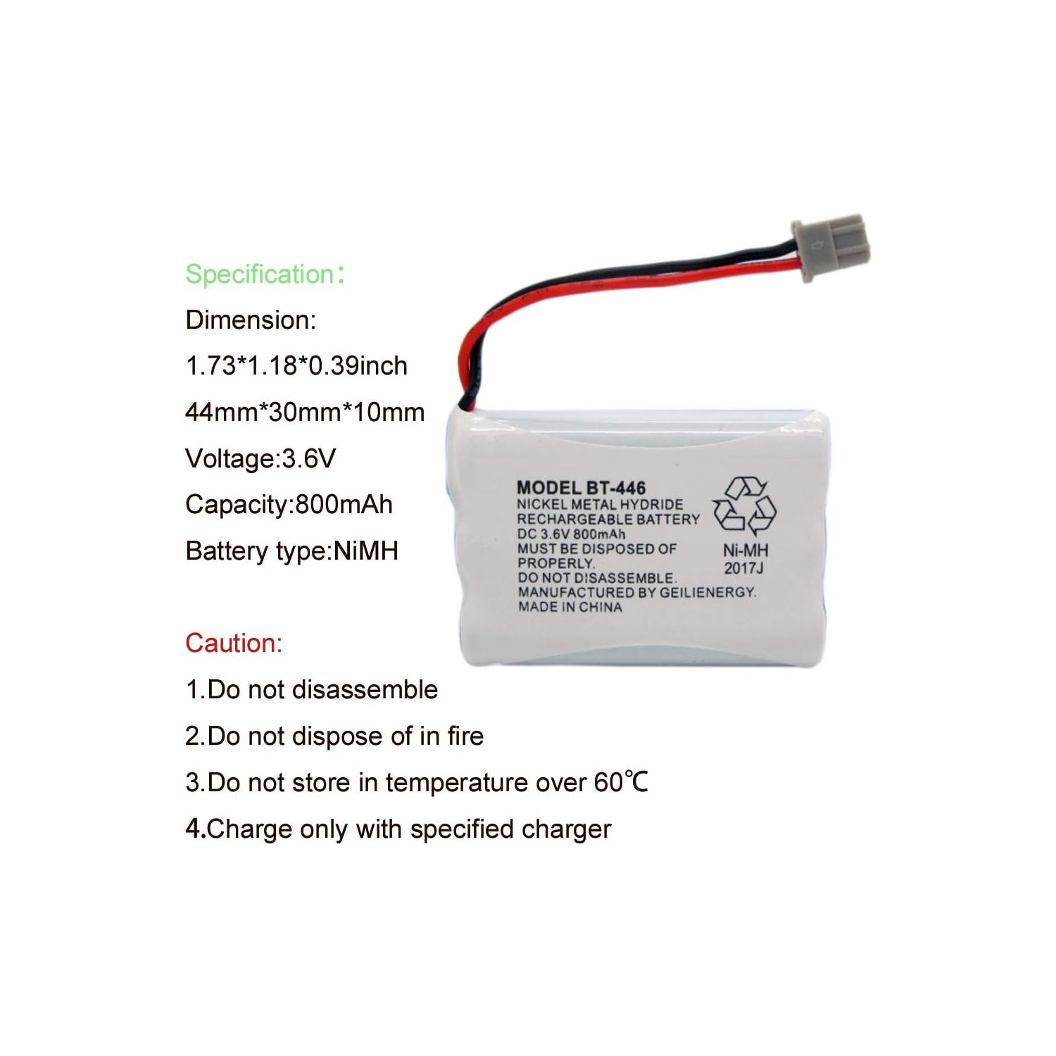 Téléphone BT446 BT-446 y Compatible avec BBTY0503001 BT-1004 BT-1005 GE-TL26402 BT-504 CPH-488B d'Uniden