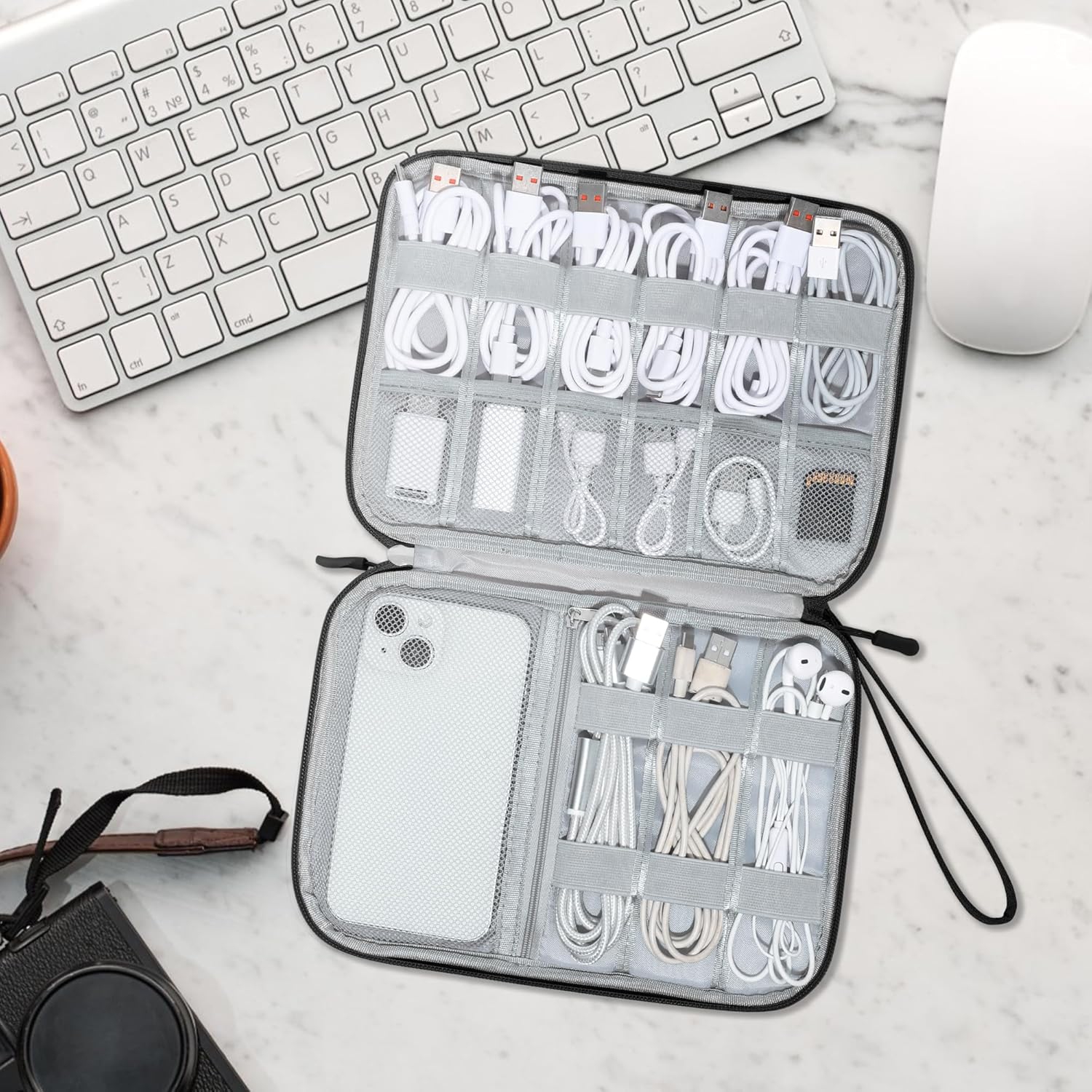 Travel Electronic Organizer Double Layer Cable Organizer Bag Portable Storage Case for Cable Cord,Phone,Charger,Power