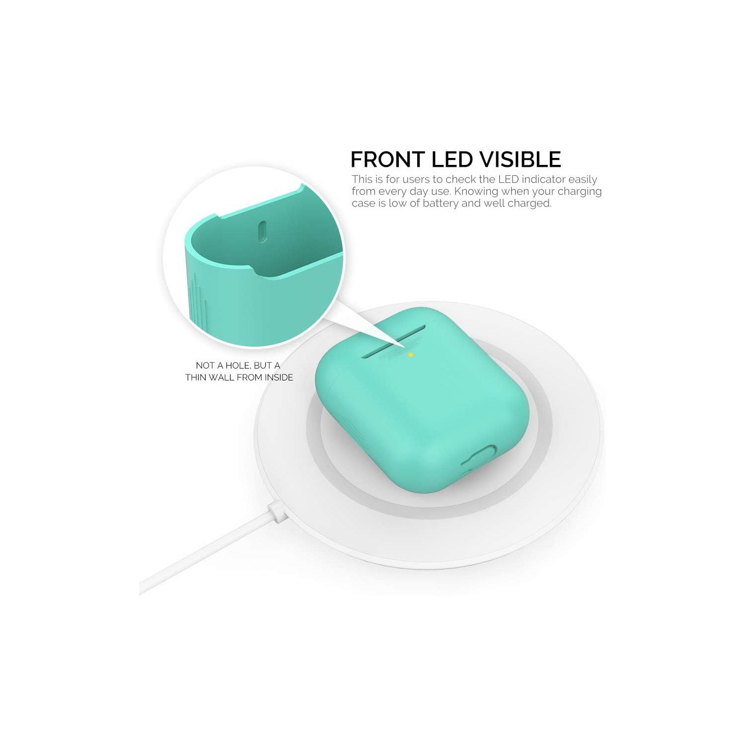 Silicone Case Cover [Front Visible] Compatible with AirPods 2 (Mint Green)