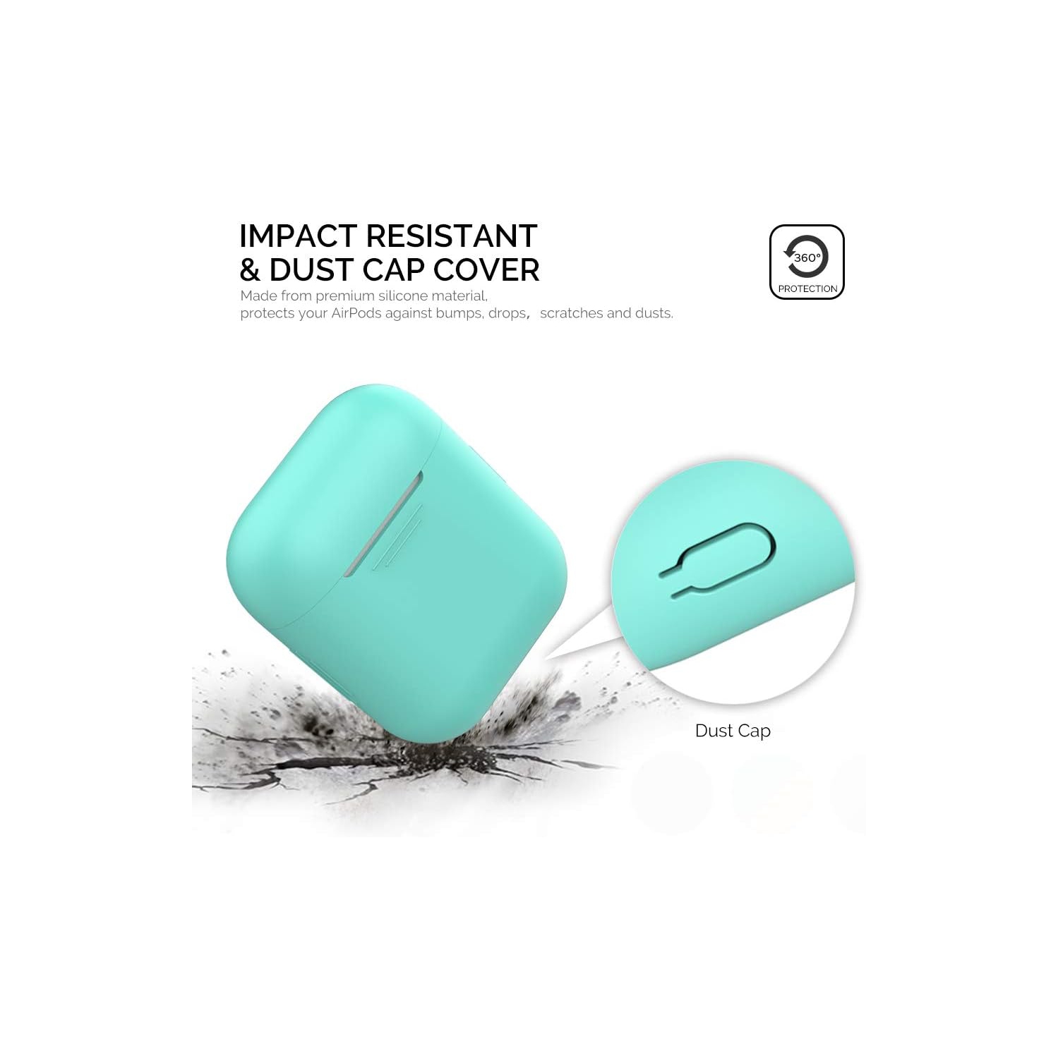 Silicone Case Cover [Front Visible] Compatible with AirPods 2 (Mint Green)