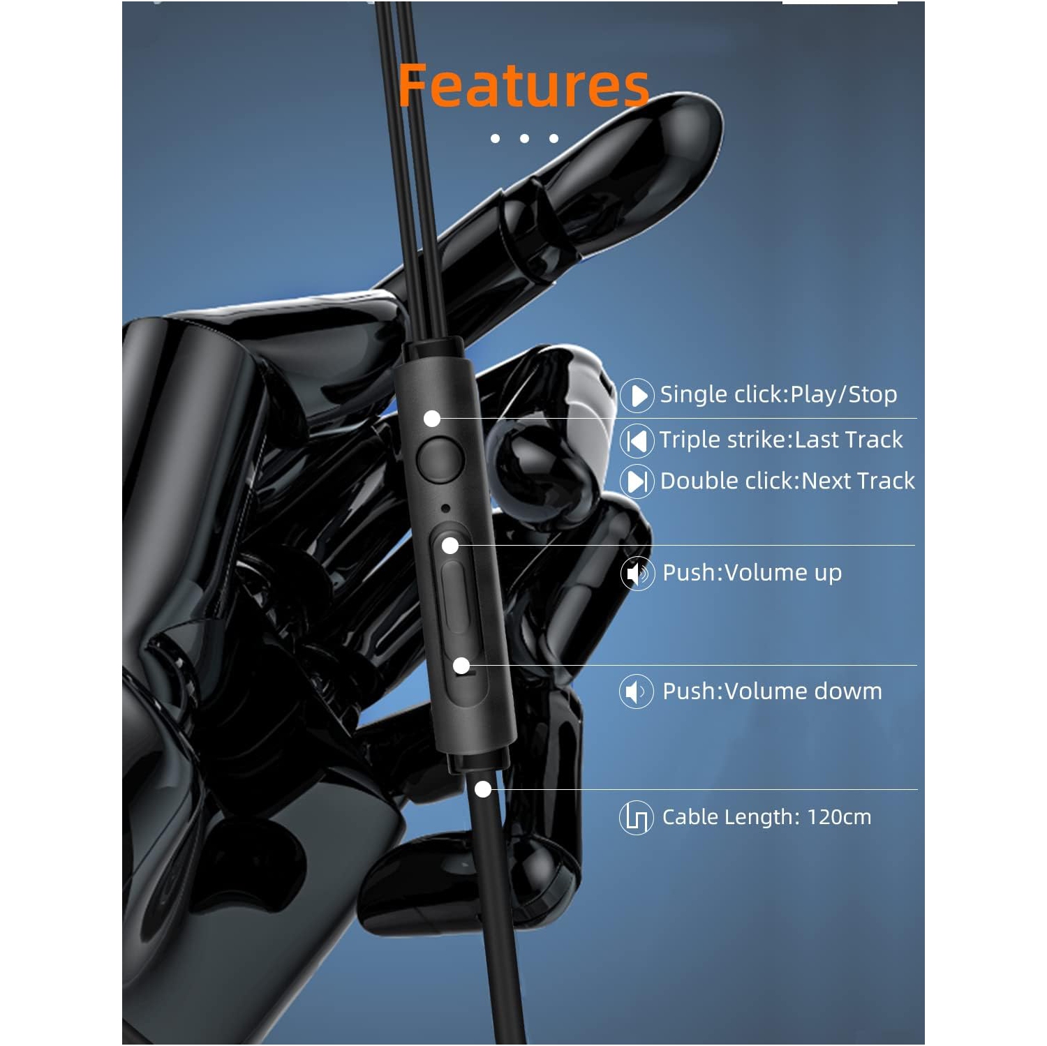 MAS CAENEY TI3 Wired USB Type C Headphones, USB C Earbuds, Earphones with rophone for Samsung S20, Huawei P30 P40,