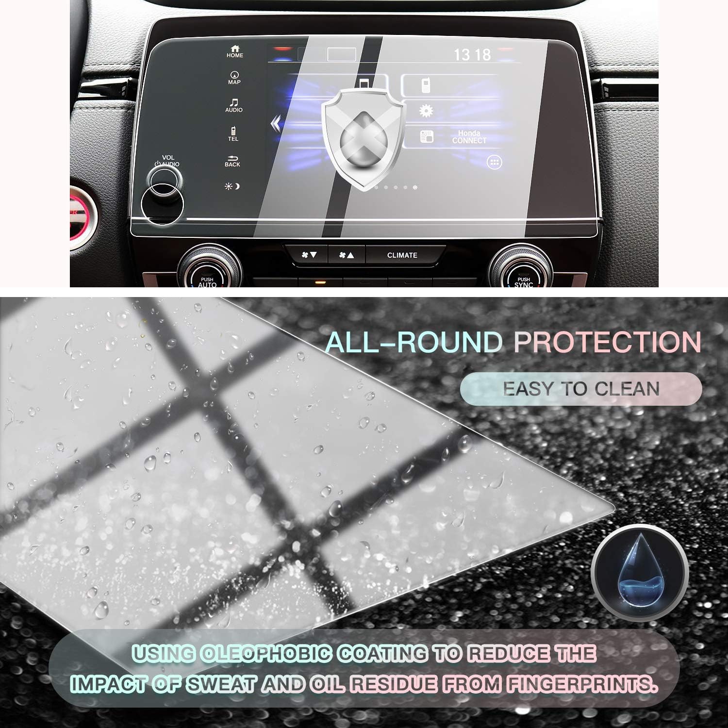 (Upgraded) Car Navigation Touchscreen Protector for 2018 2019 CRV EX EX-L Touring 7 Inch, Tempered Gl Center