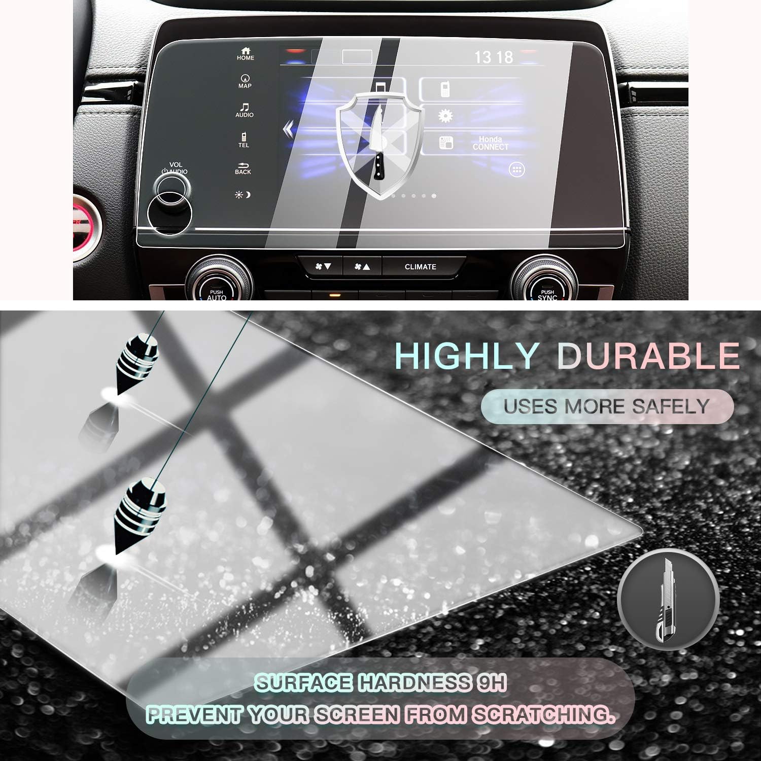 (Upgraded) Car Navigation Touchscreen Protector for 2018 2019 CRV EX EX-L Touring 7 Inch, Tempered Gl Center