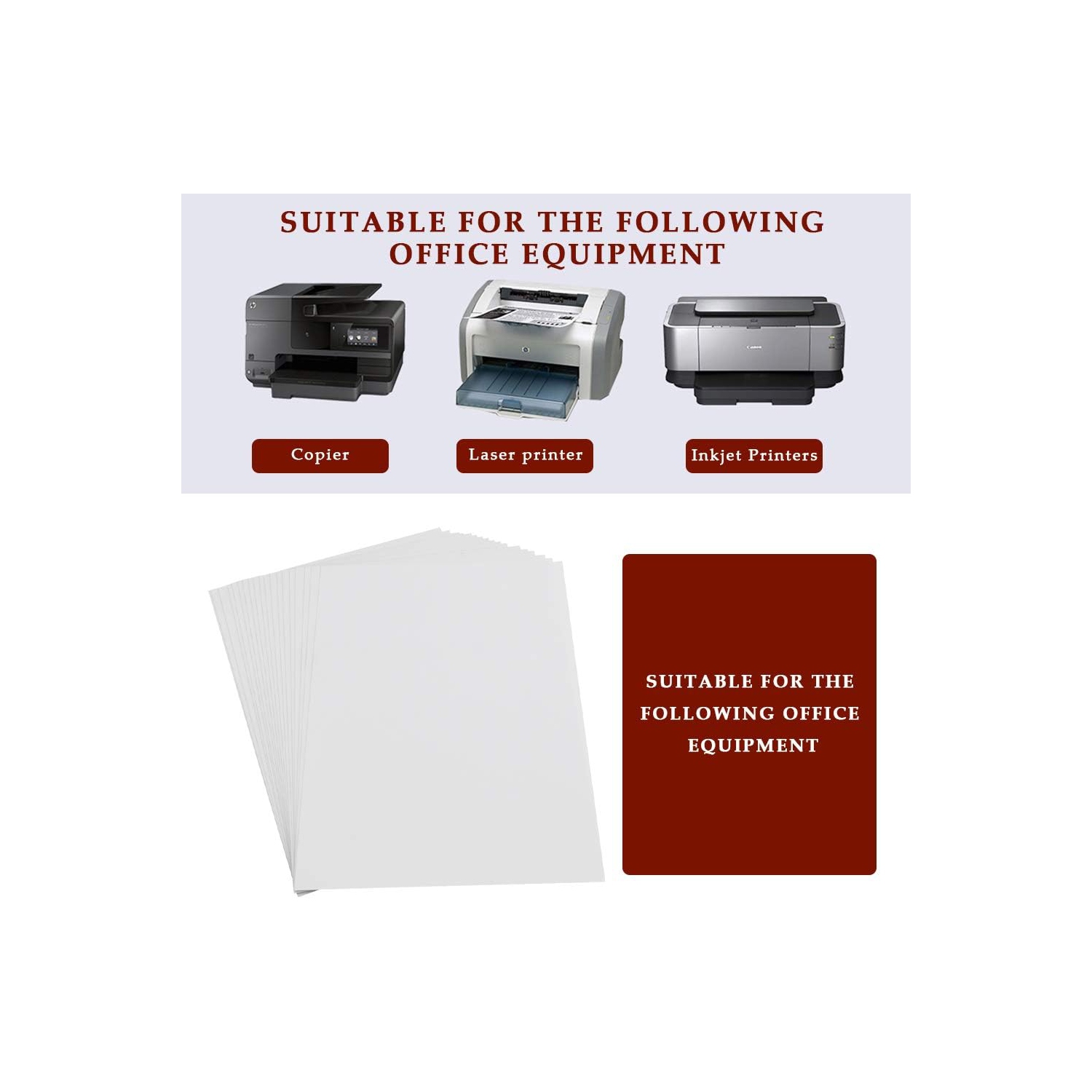 20 feuilles de papier autocollant en vinyle imprimable à jet d'encre, étiquettes transparentes Papier autocollant en vinyle étanche