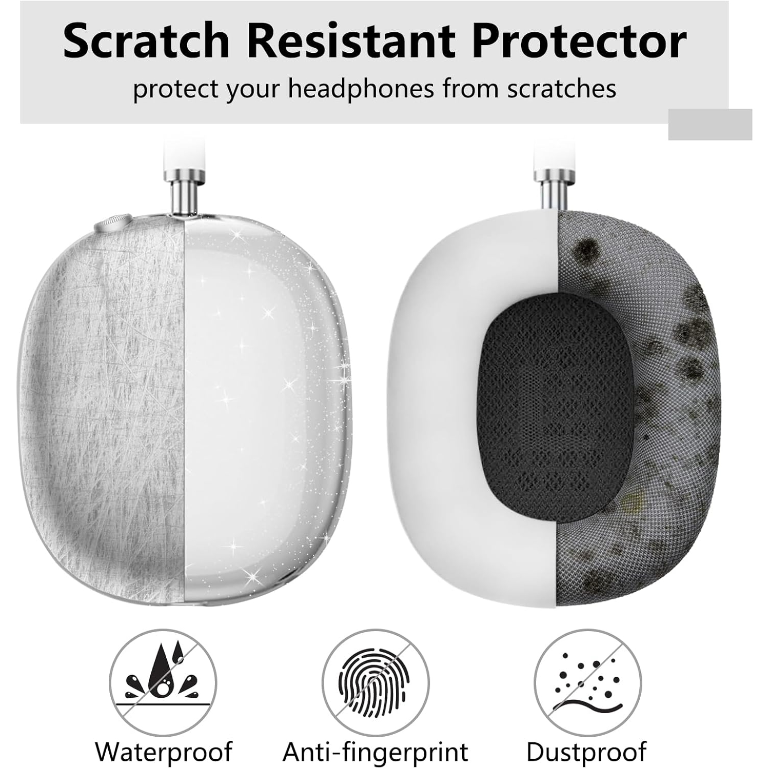 for AirPods Max case Cover,Anti-Scratch Ear Pad Case Cover/Ear Cups Cover/Head Cover for AirPods Max. Clear