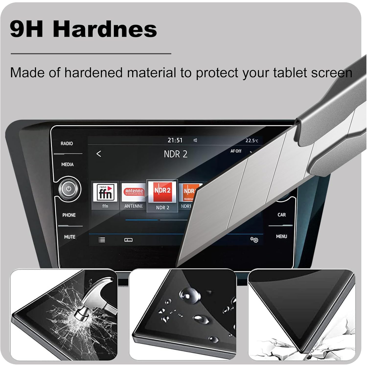 Tempered Gl for Volkswagen Tiguan 8 inch, 9H Hardness Anti-Scratch Anti Glare Protective Film