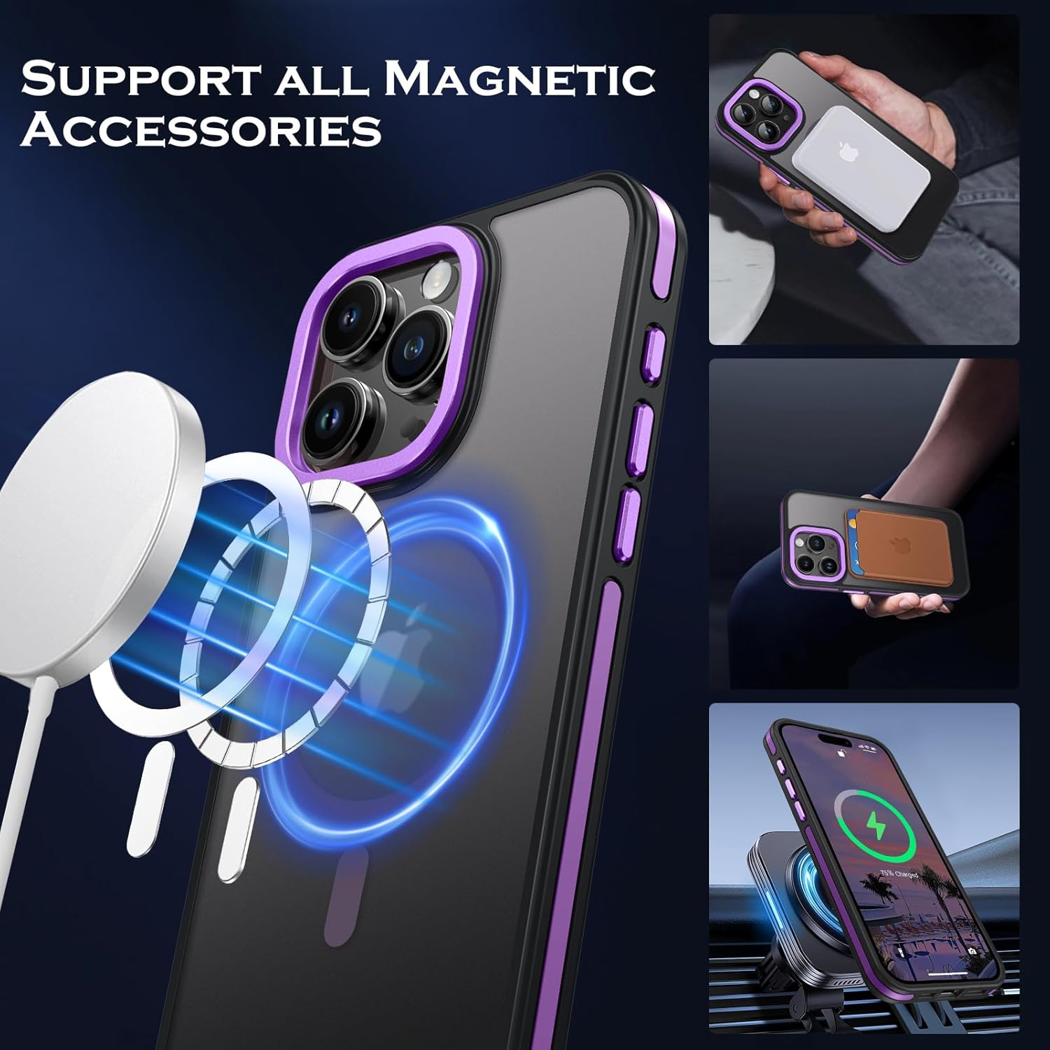 Magnetic for iPhone 15 Pro Max Case, Phone Case iPhone 15 Pro Max [Compatible with MagSafe] Translucent Matte