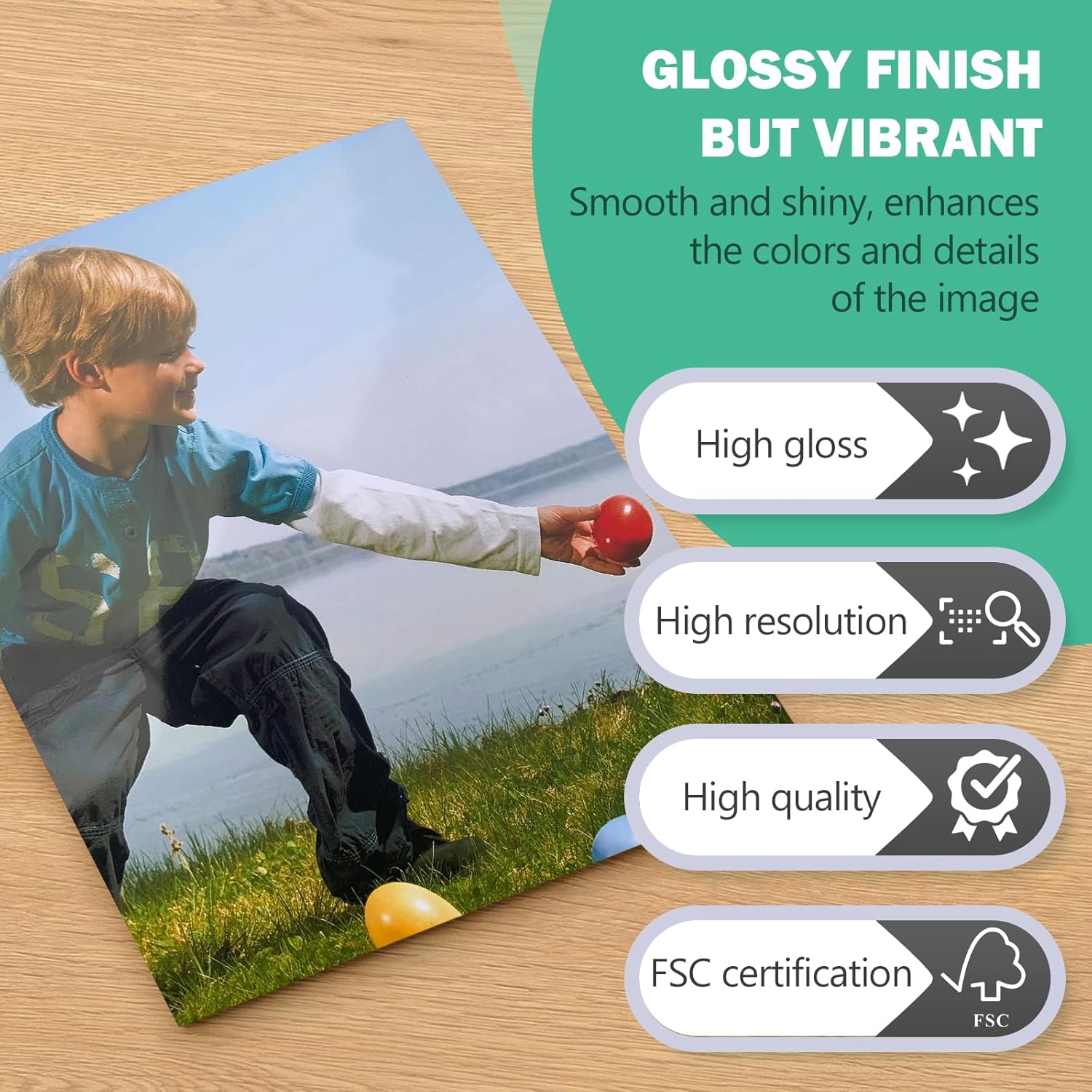 Papier photo brillant 11 x 17, 50 feuilles, 52&nbsp;lb pour imprimante jet d'encre