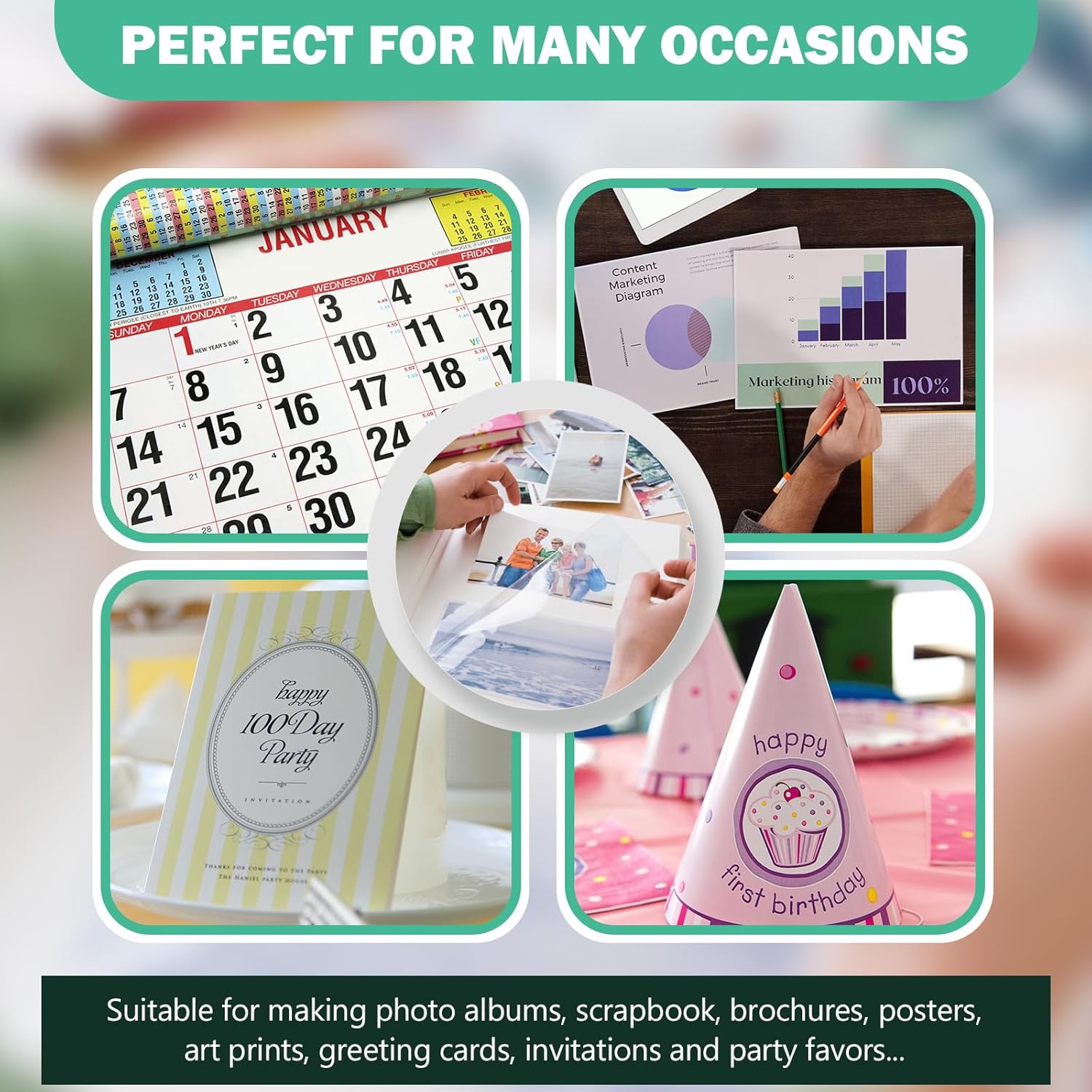 Papier photo brillant 11 x 17, 50 feuilles, 52&nbsp;lb pour imprimante jet d'encre