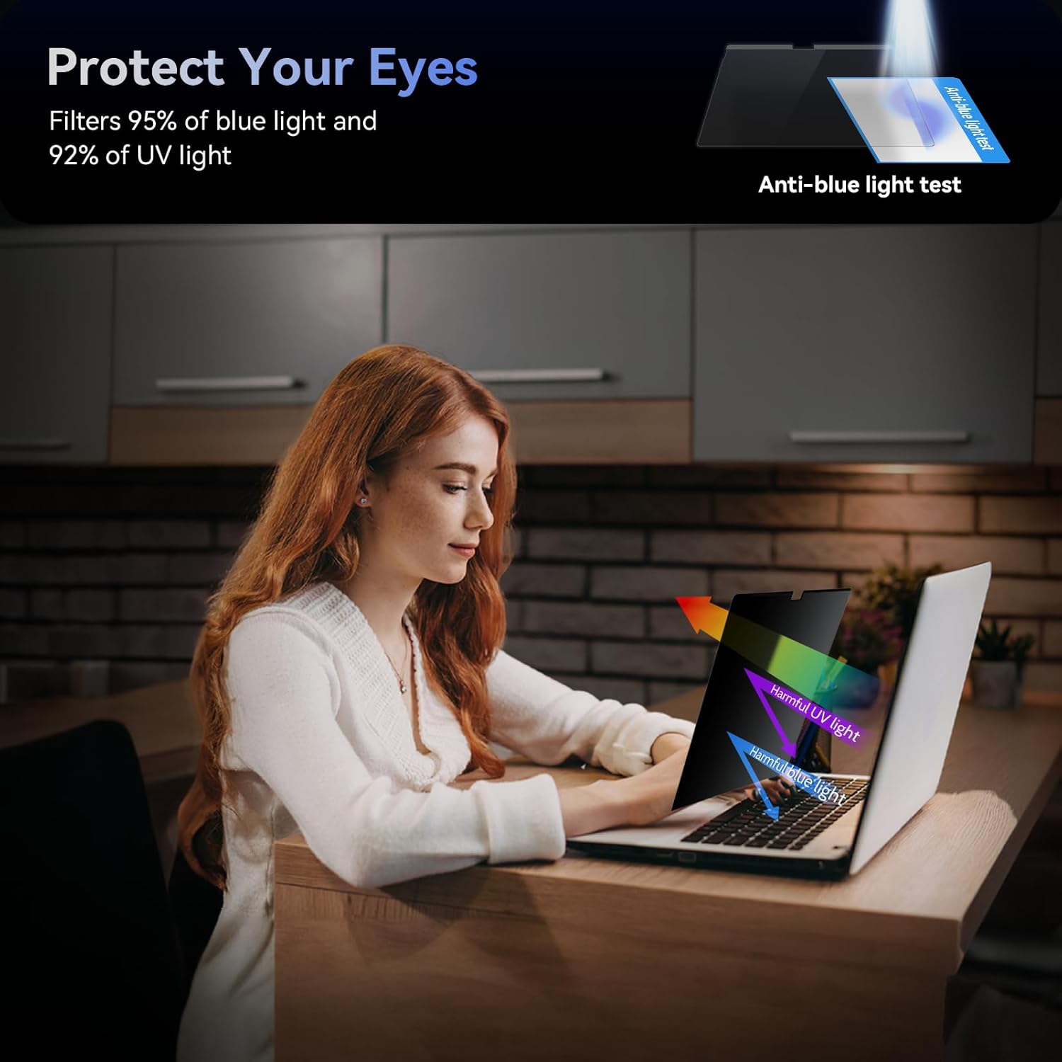 Magnetic Laptop Privacy Screen 13.3 Inch for 16:10 Computer Monitor, 13" Removable Anti Glare Protector Blue Light