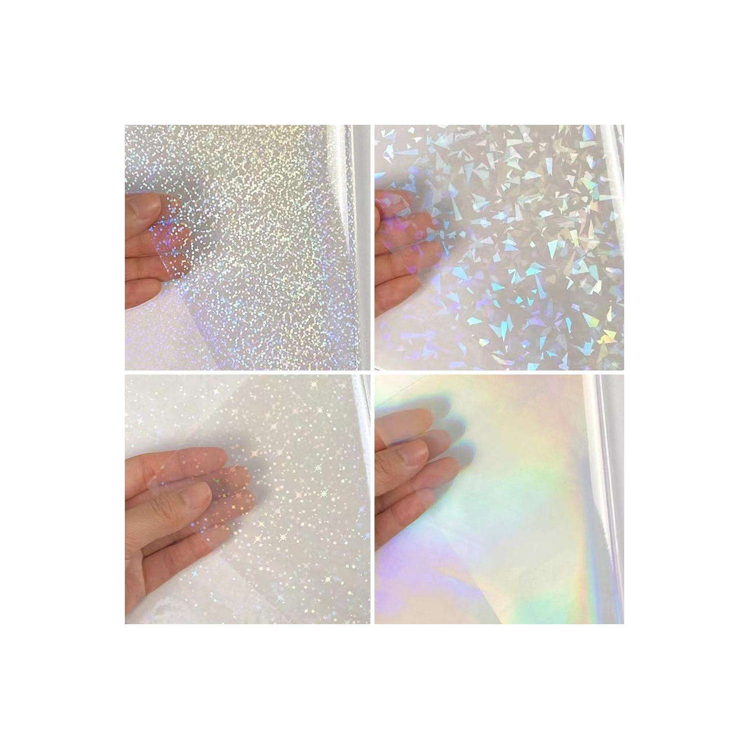 40 feuilles de papier autocollant holographique, autocollant de plastification auto-adhésif en vinyle transparent format A4 4 styles 8 11,6&nbsp;po
