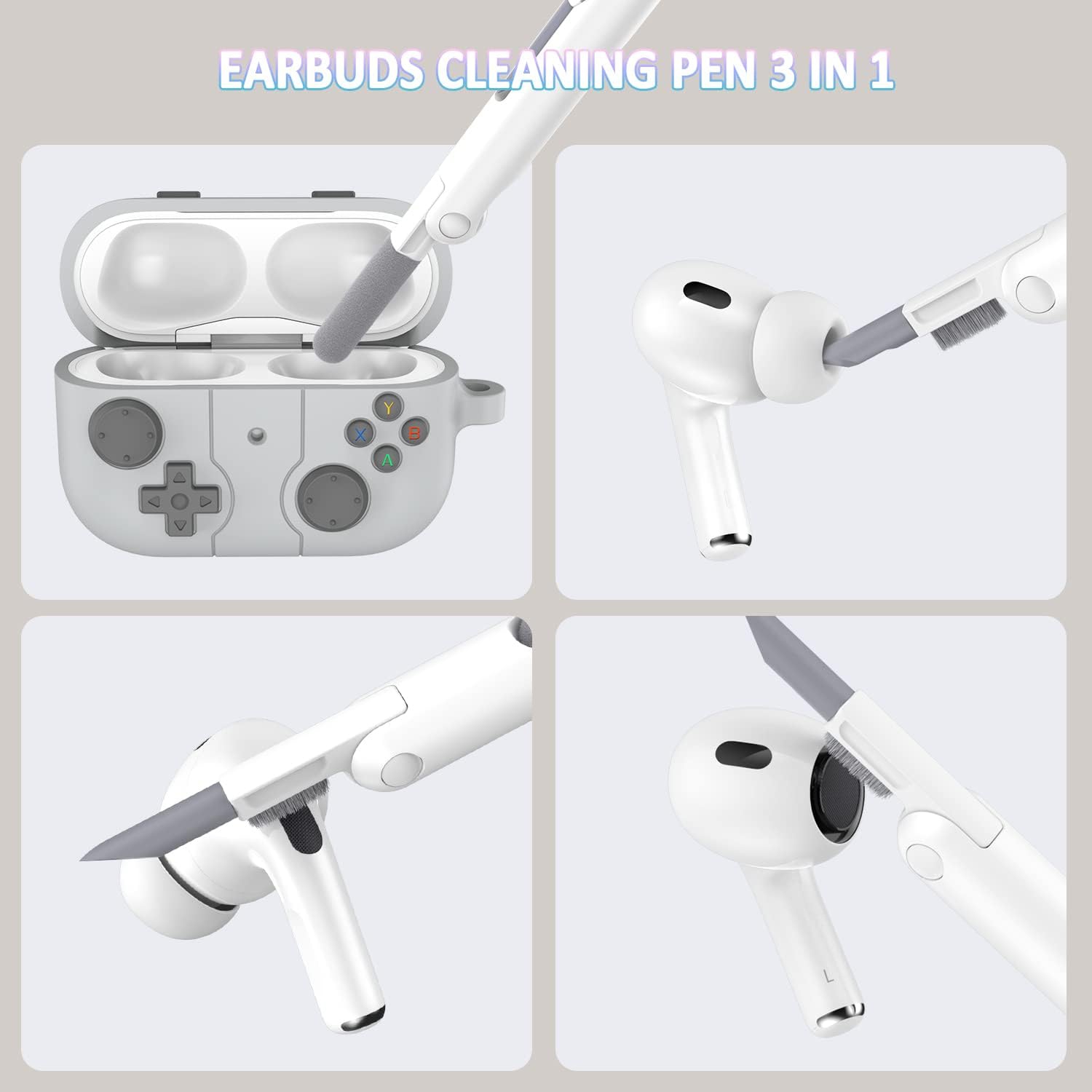 AirPods Pro 2nd/1st Generation Case Cover with Cleaner Kit, Clic Handheld Game Console Design Case Soft Skin