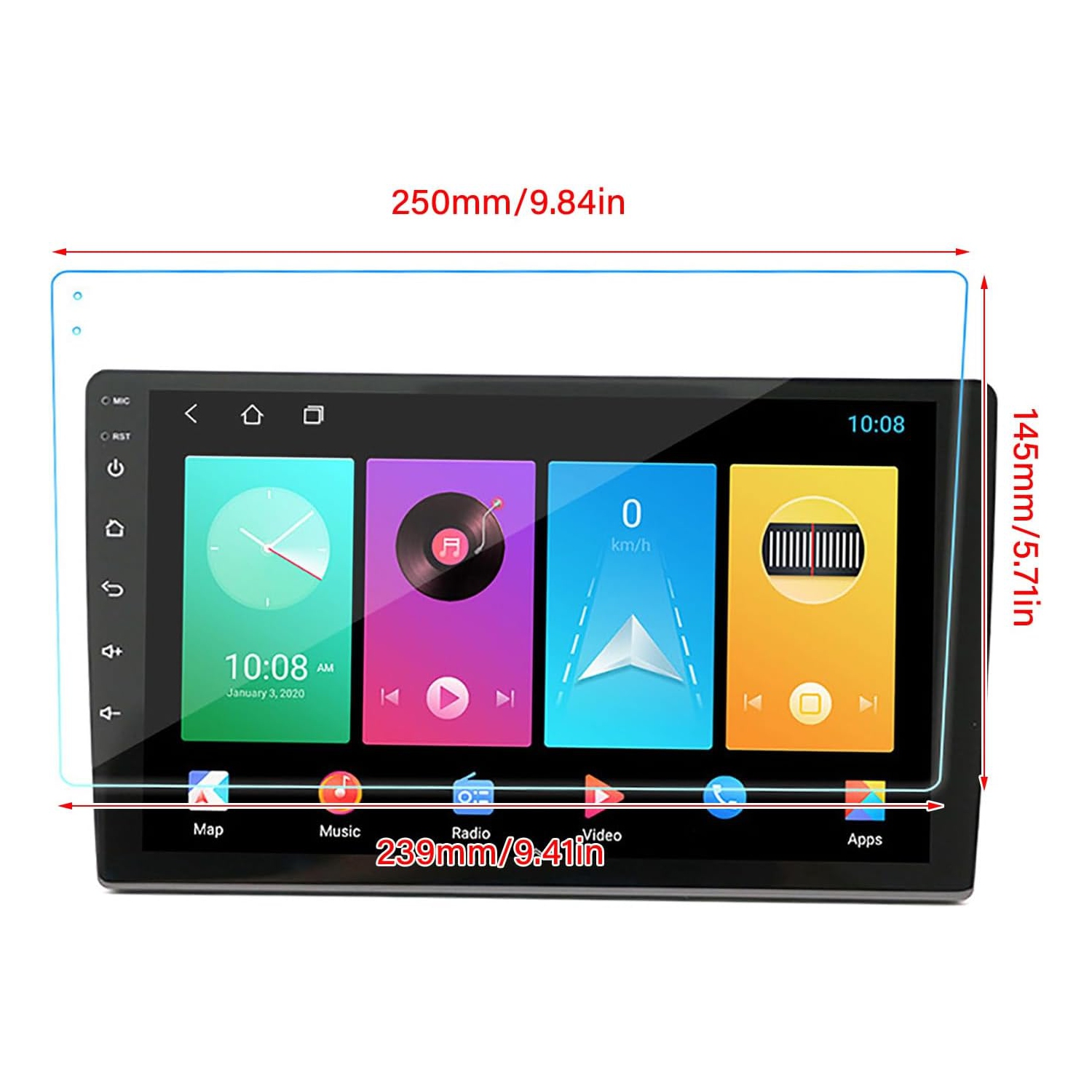 Navigation Protecteur d'écran tactile FilmsAnti Fingerprint Central Control Navigation Film trempé avec kit