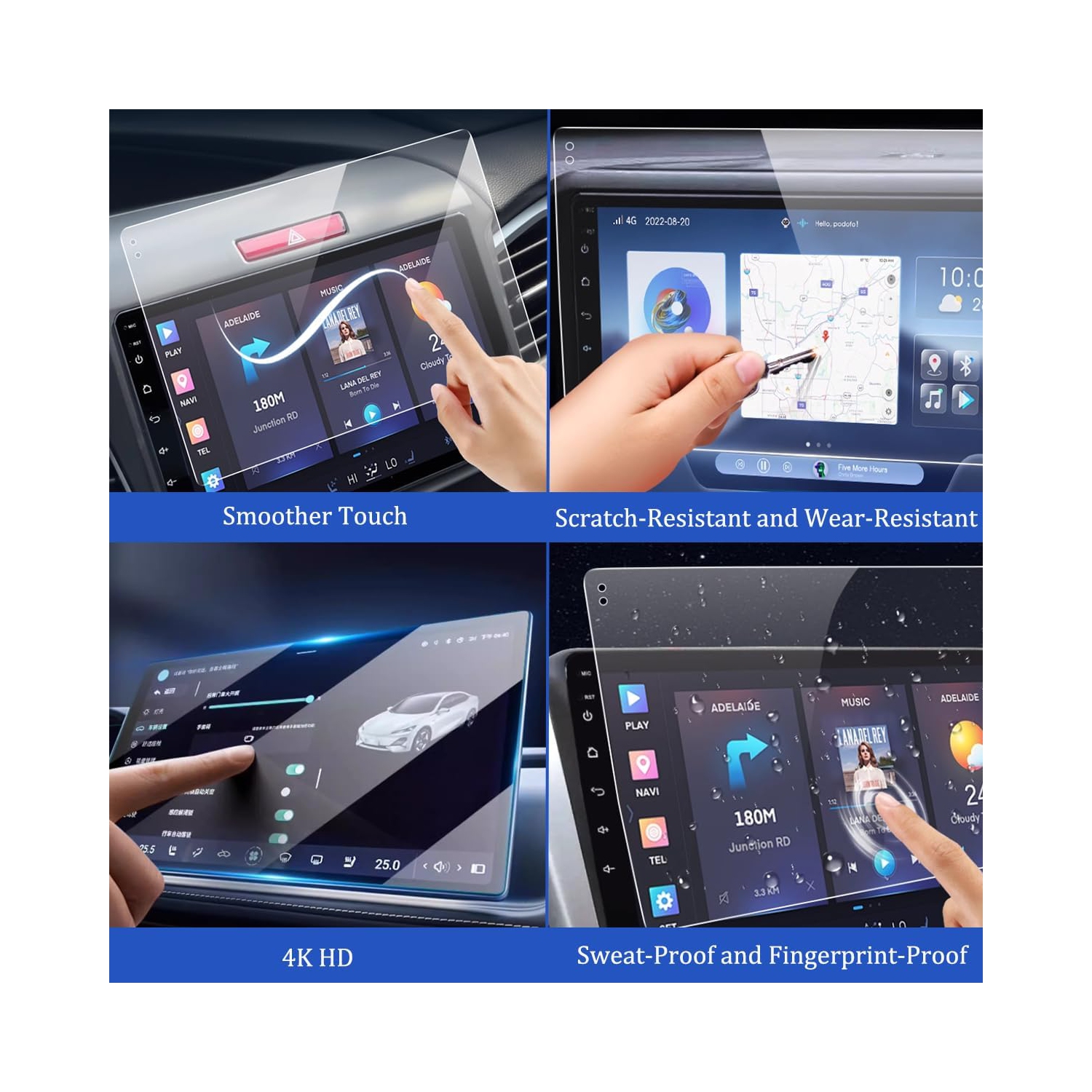 Navigation Protecteur d'écran tactile FilmsAnti Fingerprint Central Control Navigation Film trempé avec kit