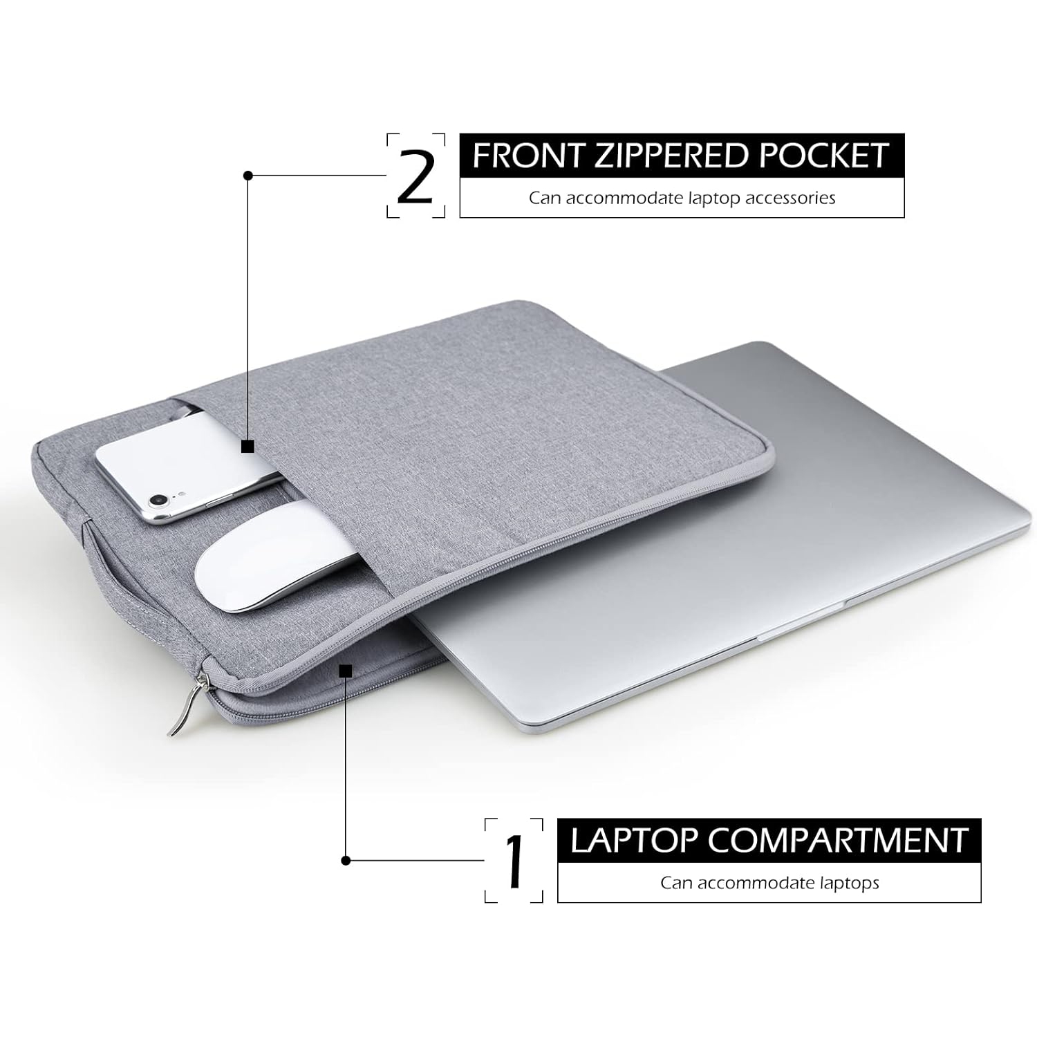 aYoung 15 Inch Laptop Sleeve Case Protective Bag with Front Pocket Retractable Handle Computer Carrying Case