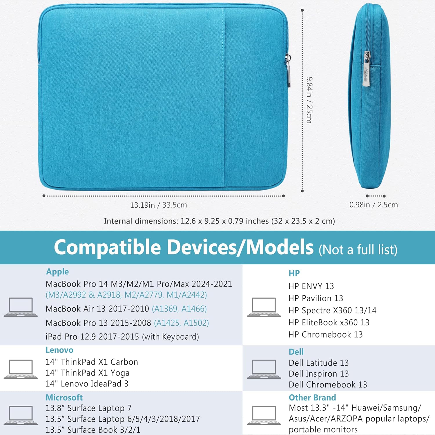 13.3-14 Inch Laptop Sleeve Bag Set for MacBook Pro 14 M3/M2/M1 Pro/Max A2918 A2992 A2779 A2442 2024-2021, MacBook