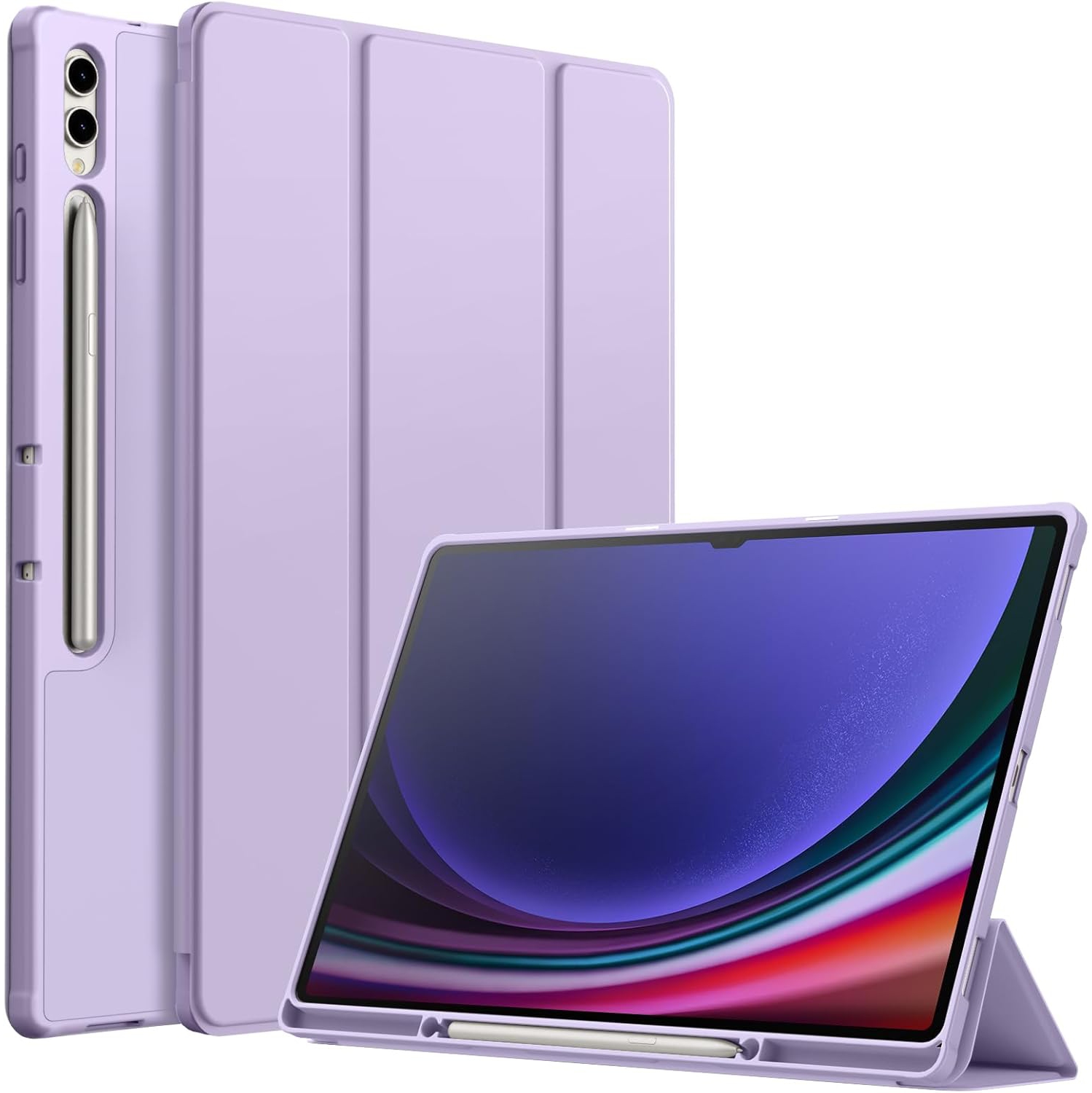 Case for Samsung Galaxy Tab S9 Ultra 14.6 Inch with S Pen Holder, Soft TPU Tri-Fold Stand Protective Tablet