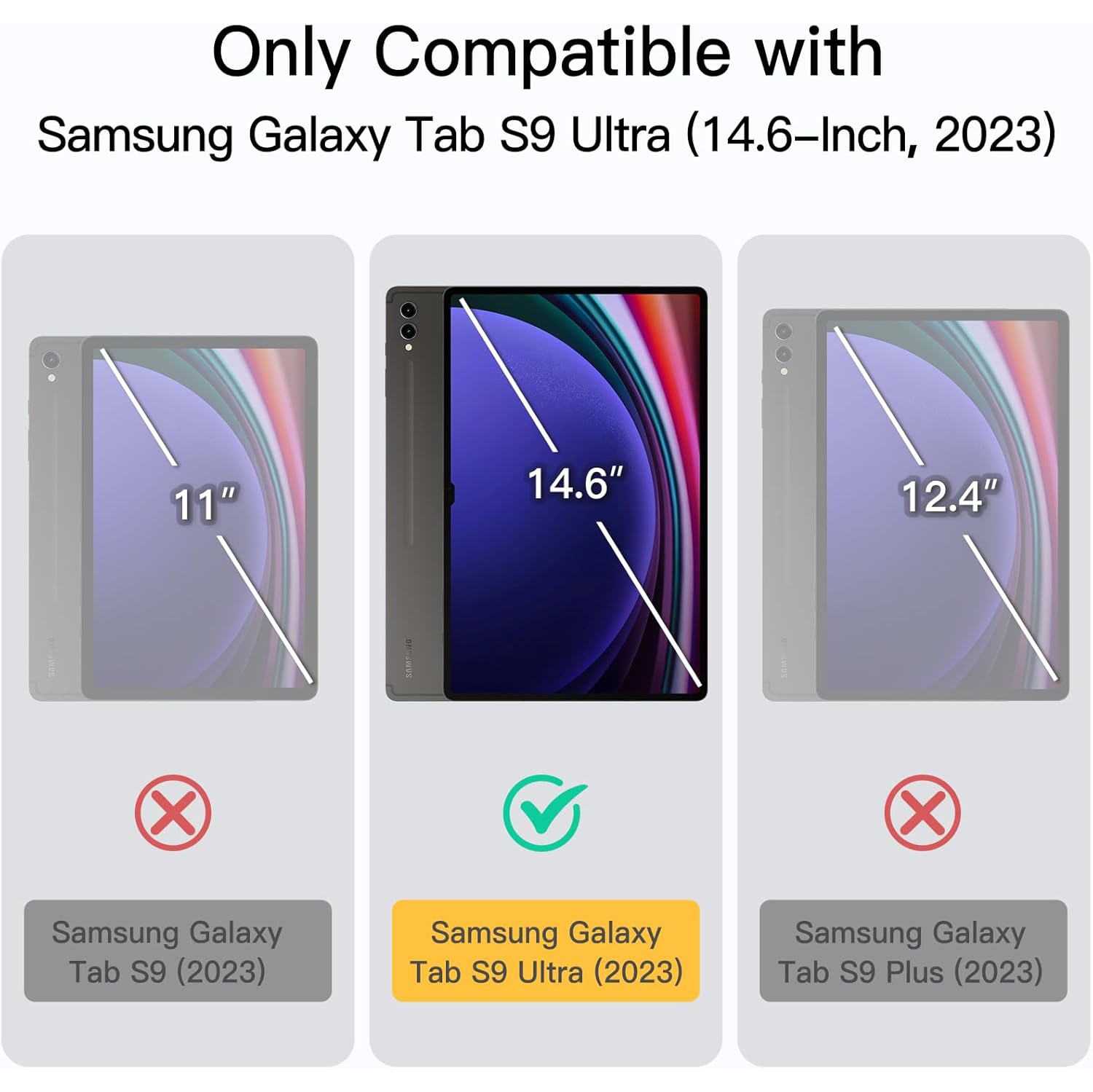 Case for Samsung Galaxy Tab S9 Ultra 14.6 Inch with S Pen Holder, Soft TPU Tri-Fold Stand Protective Tablet