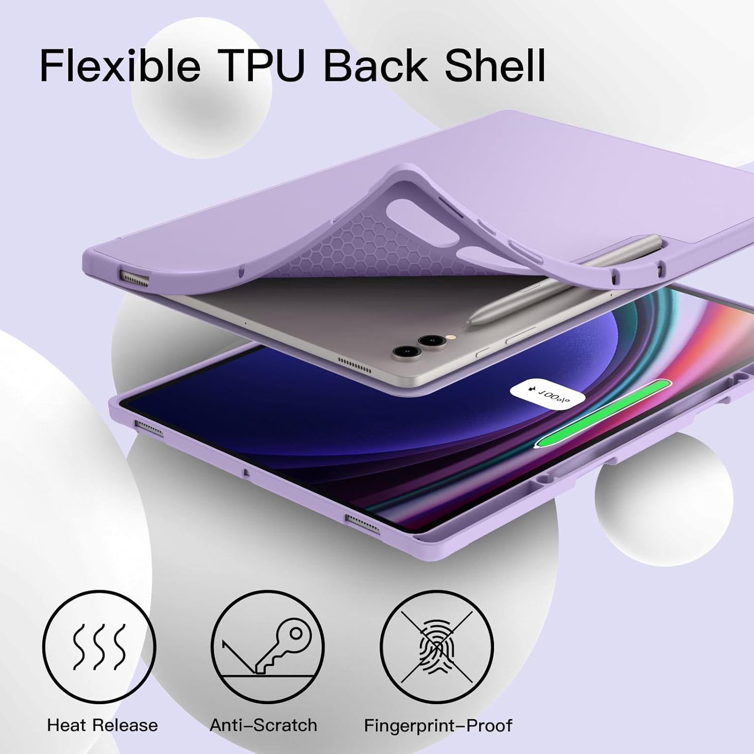 Case for Samsung Galaxy Tab S9 Ultra 14.6 Inch with S Pen Holder, Soft TPU Tri-Fold Stand Protective Tablet