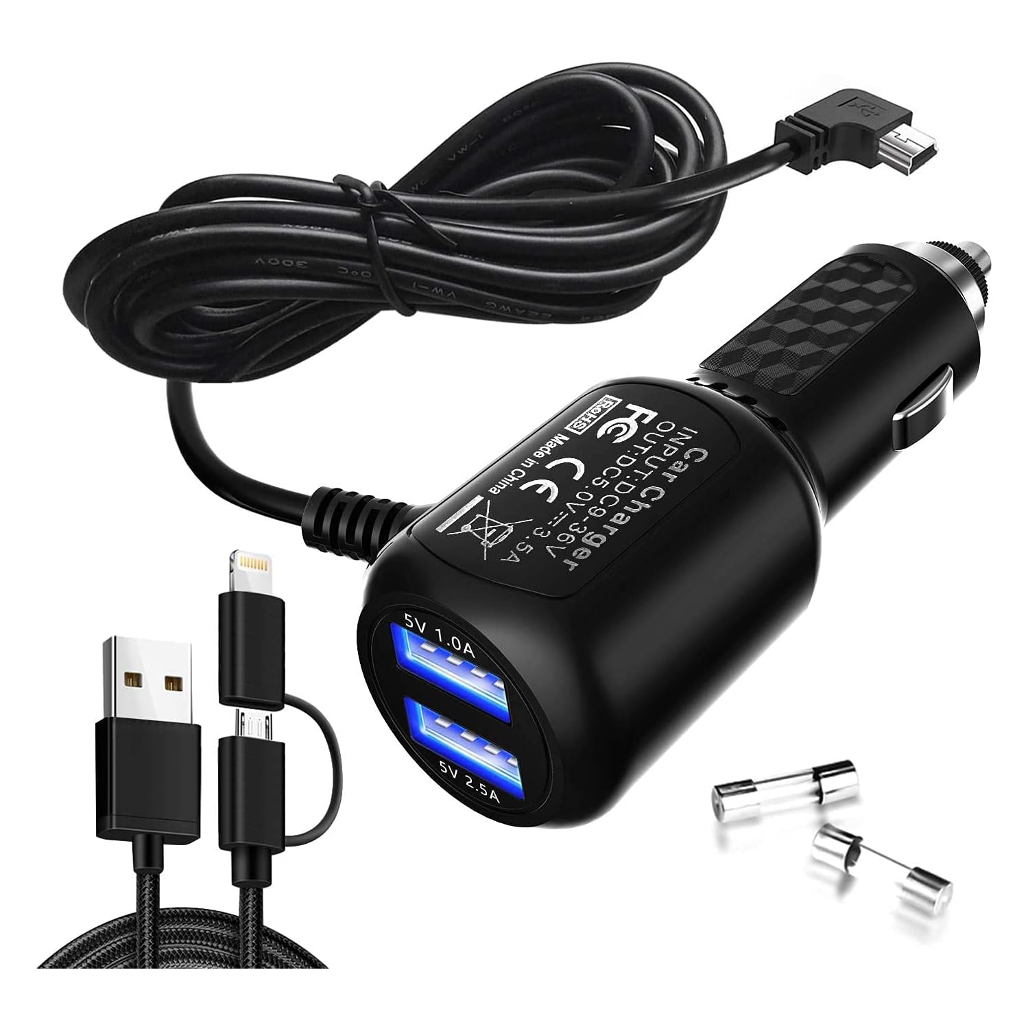 Chargeur de voiture pour Garmin Nuvi, chargeur de voiture Garmin, chargeur de voiture Garmin nuvi, câble de chargement GPS Garmin, cordon