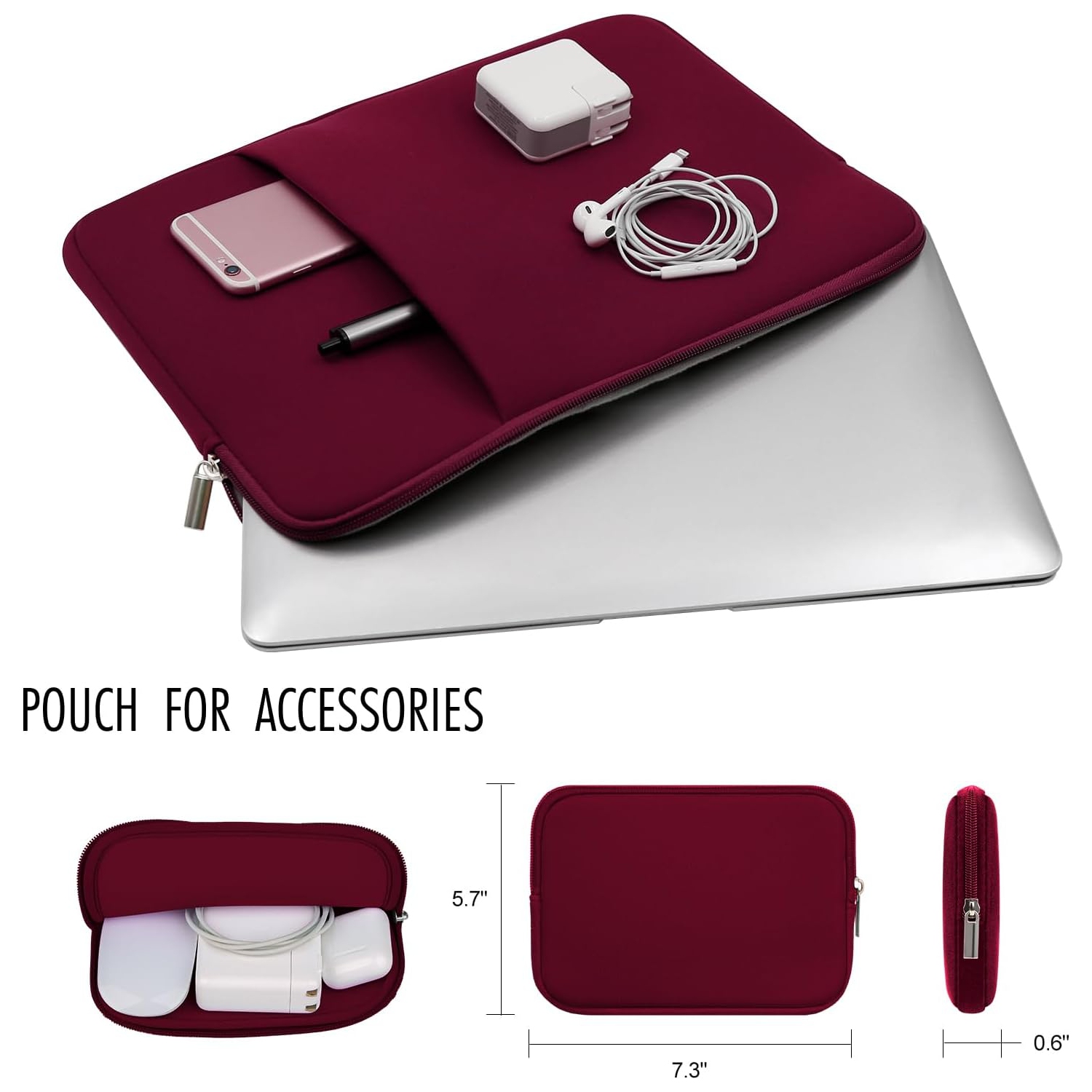 Housse pour portable de 14&nbsp;po RAINYEAR, étui à doublure souple avec pochette et pochette pour accessoires, compatible avec Dell HP de 14&nbsp;po