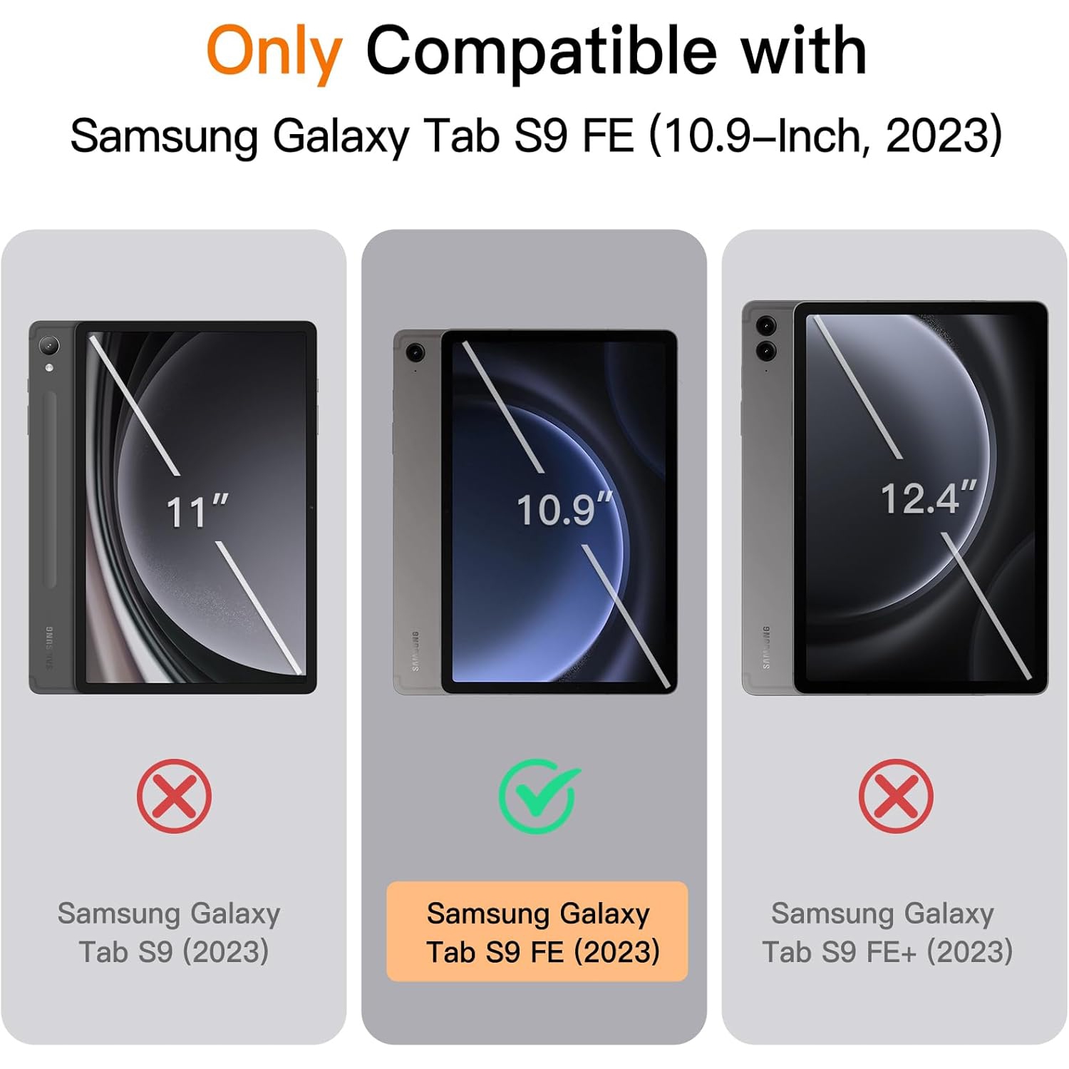 Étui pour Samsung Galaxy Tab S9 FE 10,9&nbsp;po, étui protecteur mince à trois plis avec support à dos translucide,