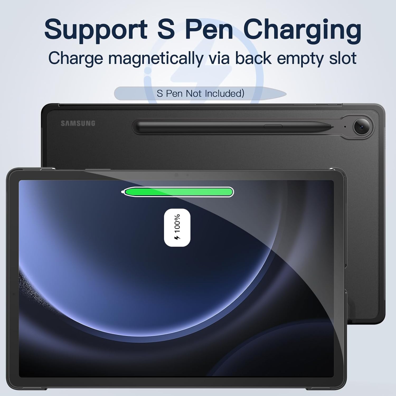 Étui pour Samsung Galaxy Tab S9 FE 10,9&nbsp;po, étui protecteur mince à trois plis avec support à dos translucide,