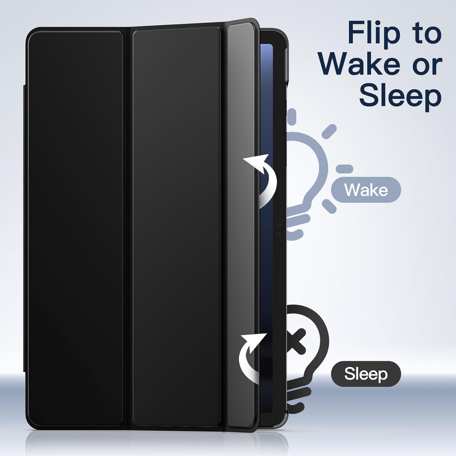 Étui pour Samsung Galaxy Tab S9 FE 10,9&nbsp;po, étui protecteur mince à trois plis avec support à dos translucide,