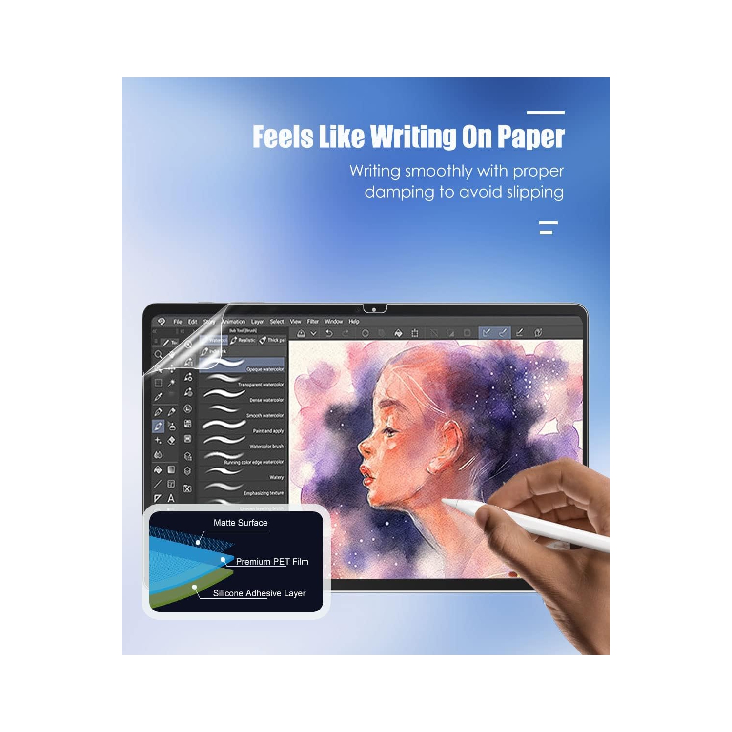 2 Pack Paper Screen Protector for Samsung Galaxy Tab S9 FE Plus 5G 2023/Tab S9 Plus/Tab S7 FE 5G/Tab S8 Plus