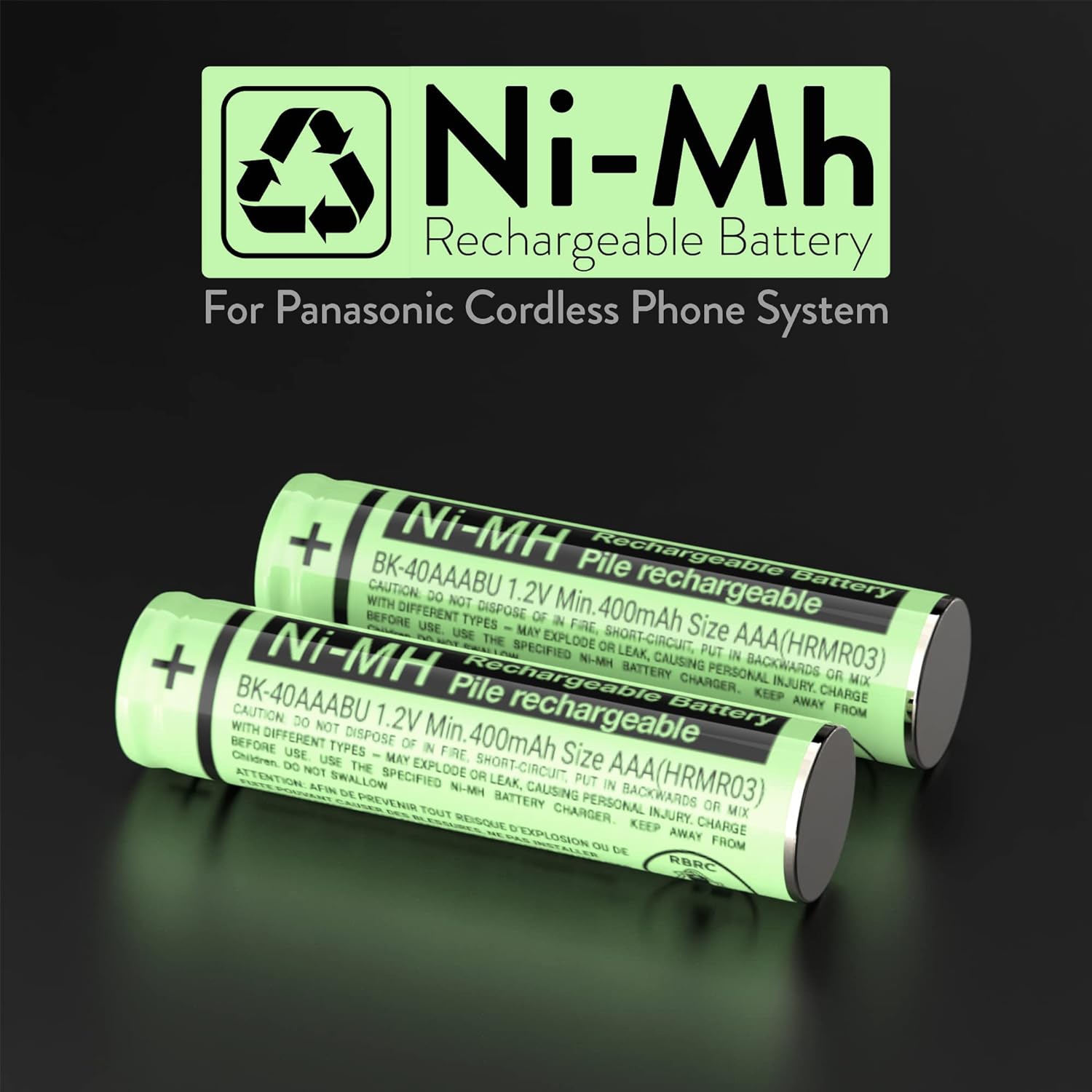 2 BK-40AAABU Replacement 1.2V 400mAh y Packs for Panasonic Cordless Phone Handset