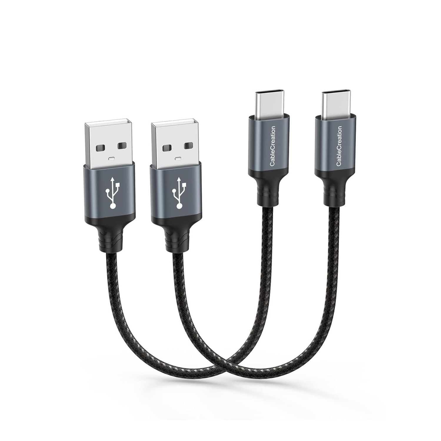 [2 Pack] 6 inch Short USB C Cable, USB to USB C Cable 3A Fast Charging Cable, USB Male to USB C Male