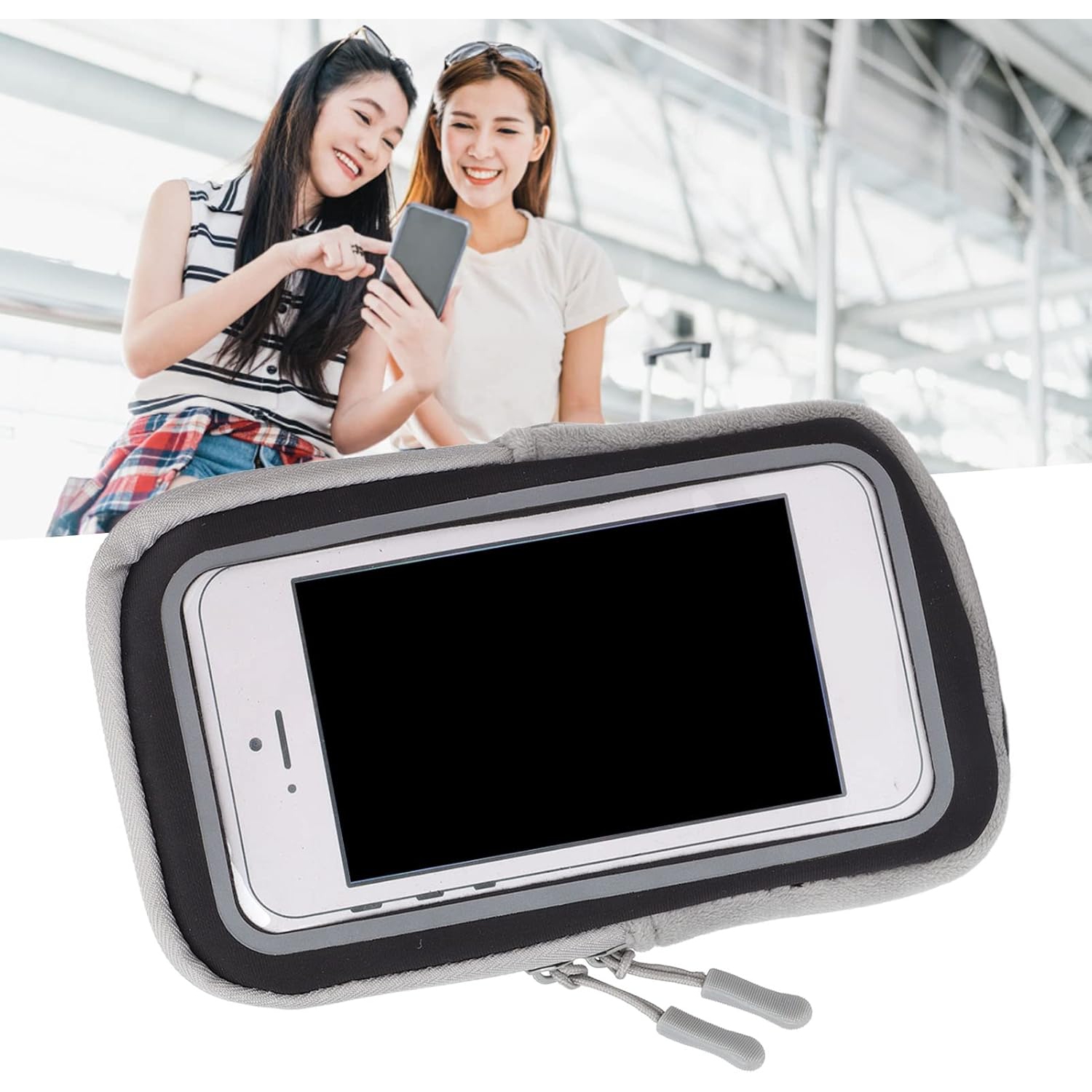 Sac chauffant pour téléphone portable électrique y Grand étui universel chauffant pour téléphone mobile avec fenêtre pour appareil photo