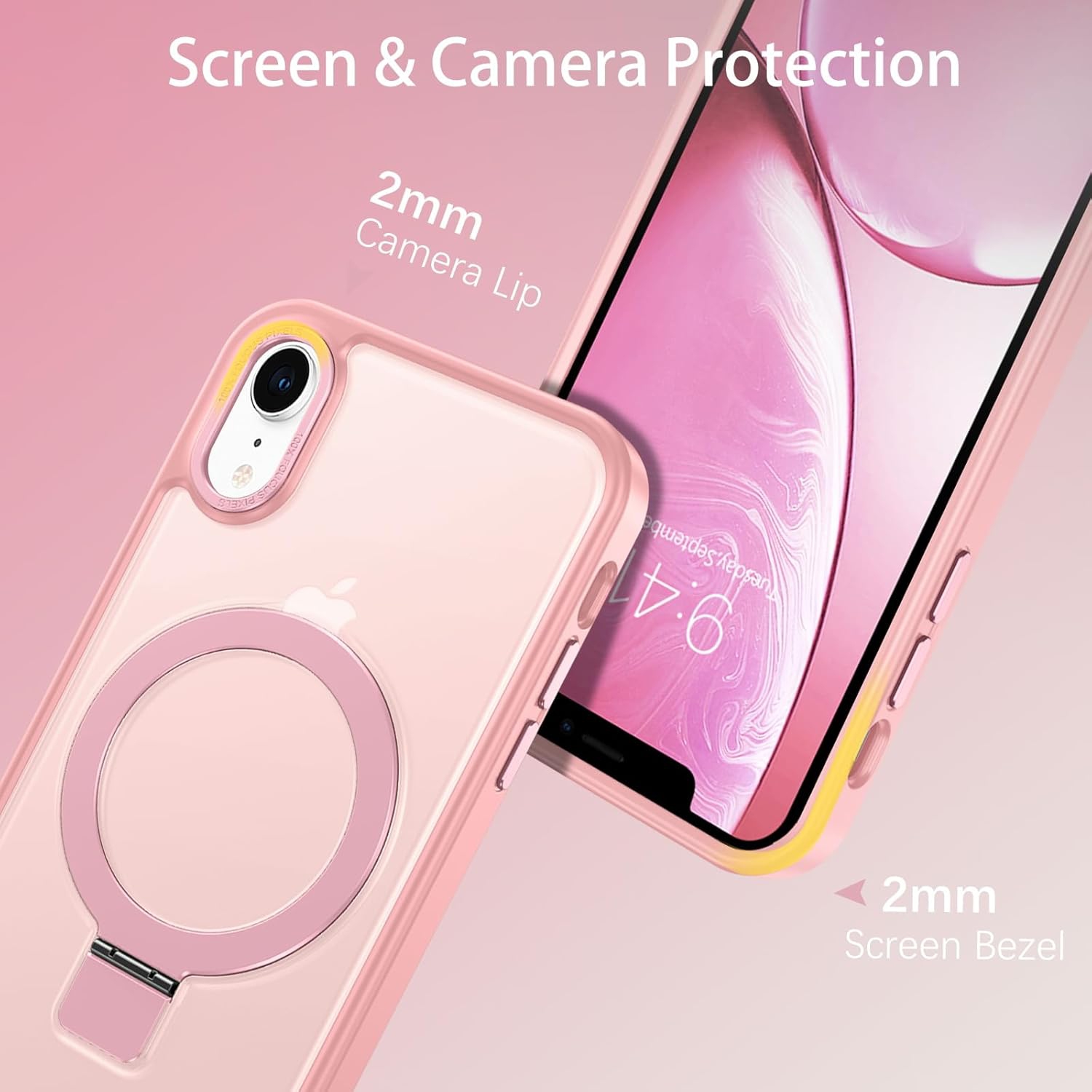 Magnetic Case Compatible with iPhone XR Phone Case,iPhone XR Case MagSafe with Ring Holder Stand Translucent