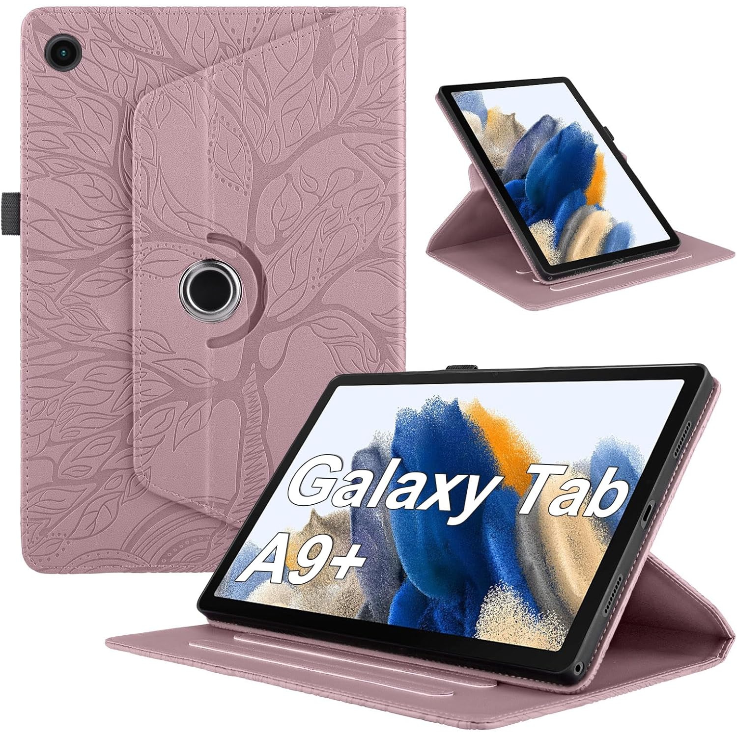 Rotating Case for Samsung Galaxy Tab A9 Plus 2023 PU Leather Cover Lightweight Flip Stand Shell with Pen