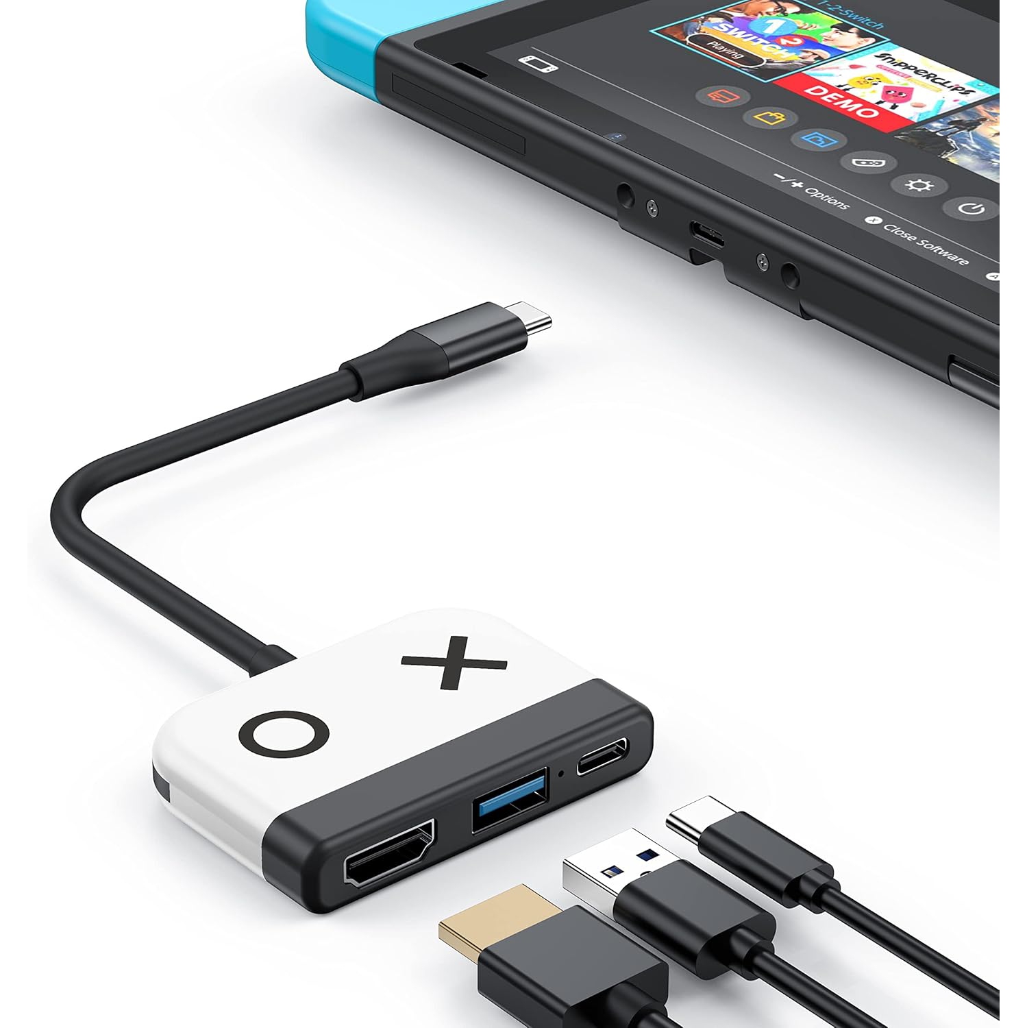 Station Switch pour O Nintendo Switch, station d'accueil portative pour téléviseur avec port HDMI USB 3,0 et chargement USB-C, station de voyage