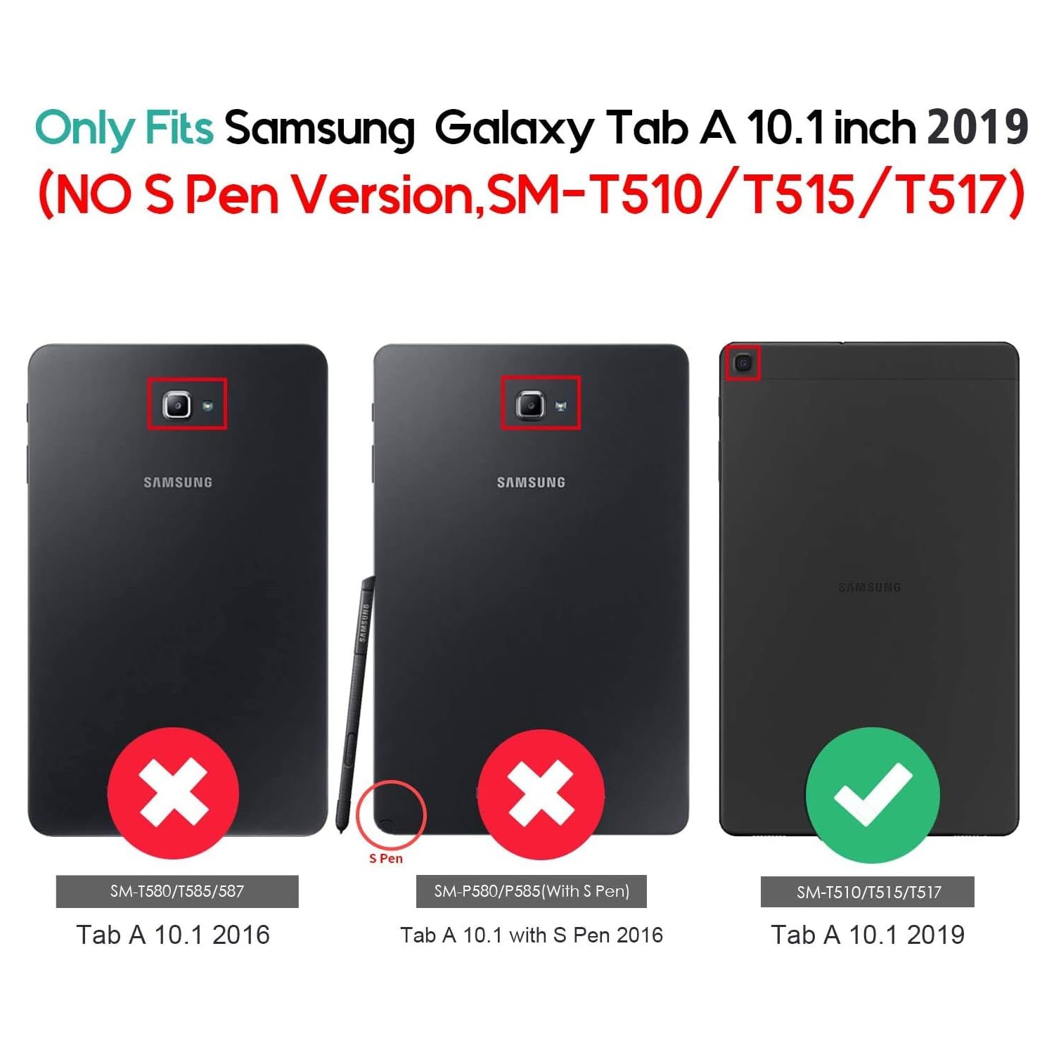 Case for Samsung Galaxy Tab A 10.1 2019 PU Leather Stand Folding Folio Cover for Samsung Galaxy Tab A