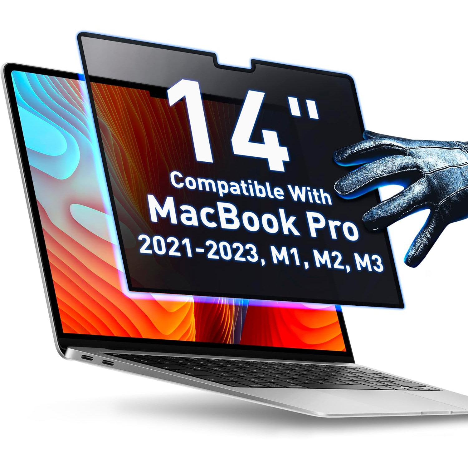 Removable Privacy Screen Compatible with MacBook Pro 14" 2021, 2022, 2023, M1, M2, M3 | Easy On/Off Anti-Glare Laptop