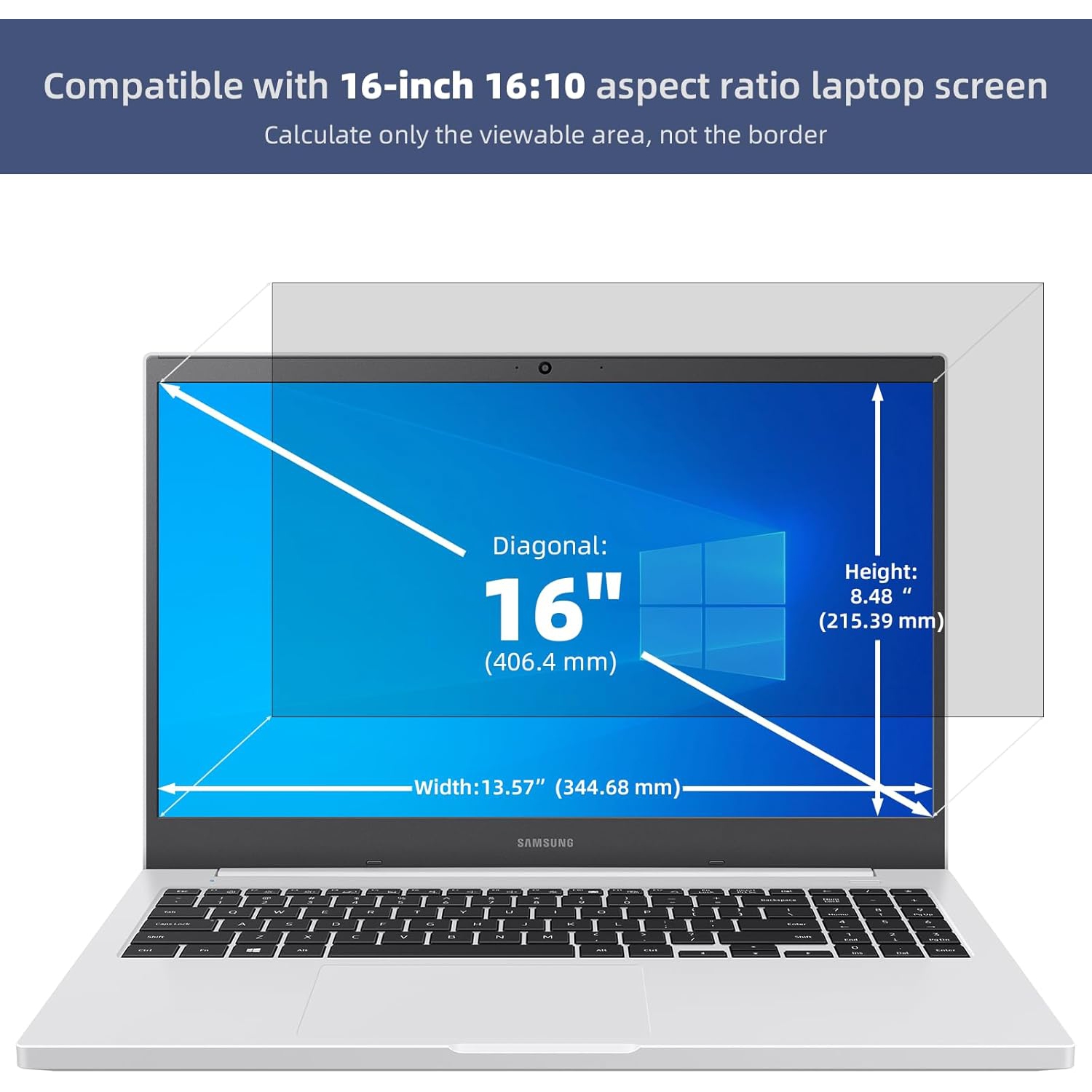 16 Inch Laptop Privacy Screen, Anti Glare Blue Light Privacy Filter, Removable Shield 16in Screen Protector 16:10
