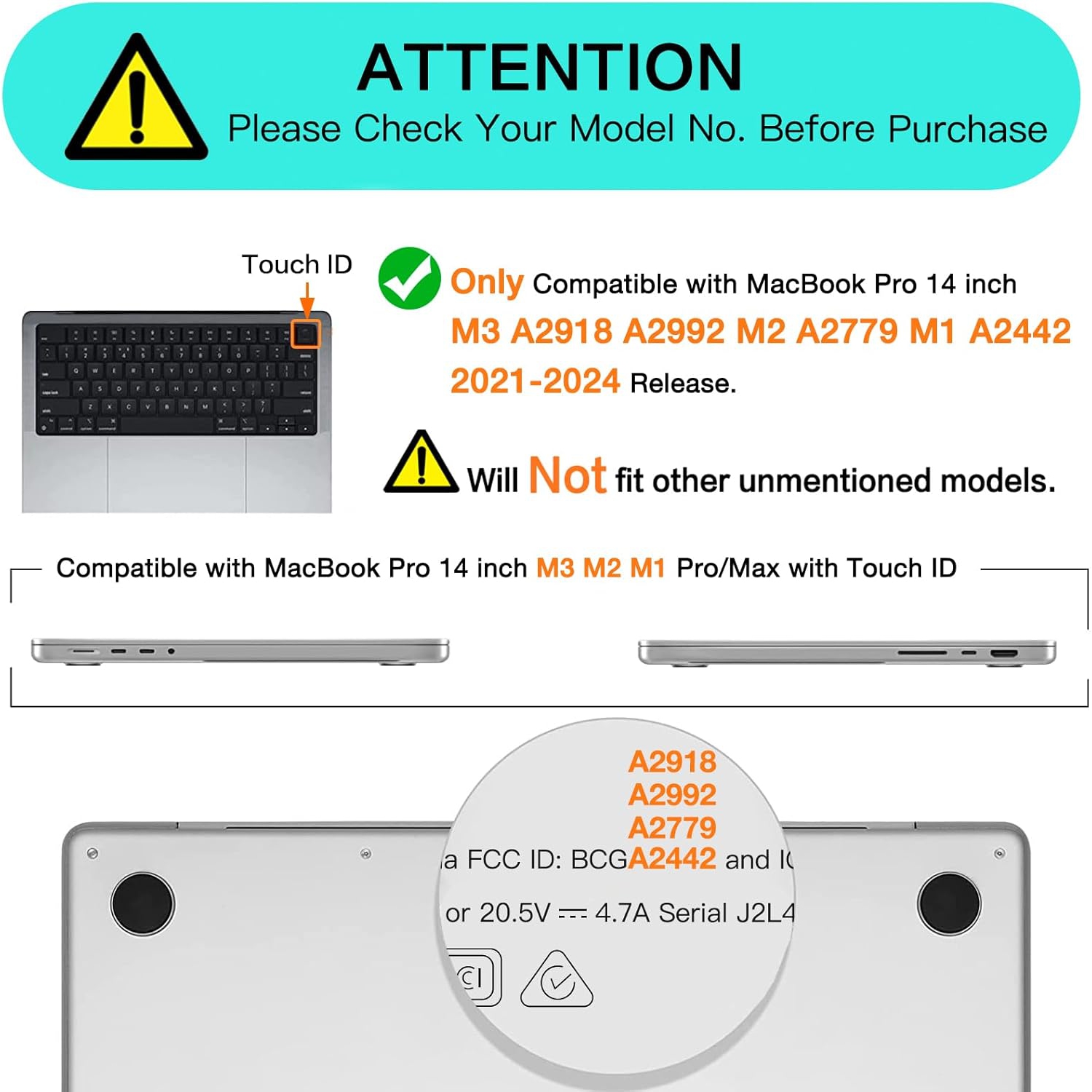 Compatible with MacBook Pro 14 inch Case 2024 2023 2022 2021 Release M3 A2918 A2992 M2 A2779 M1 A2442 Pro Max,