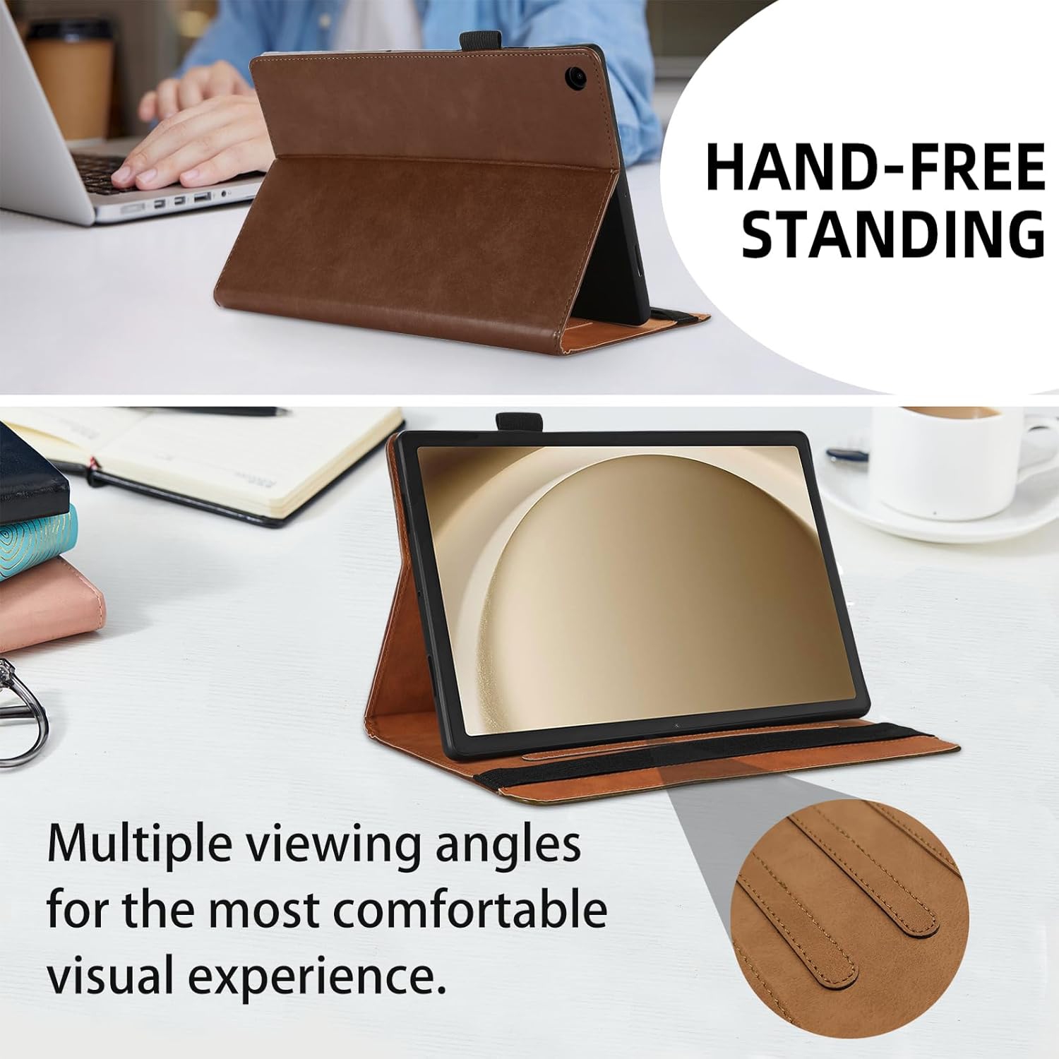 Case for Samsung Galaxy Tab A9 Plus, Tab A9 Plus Tablet Case 11 inch 2023 with Front Pocket Hand Strap Multi-Angle