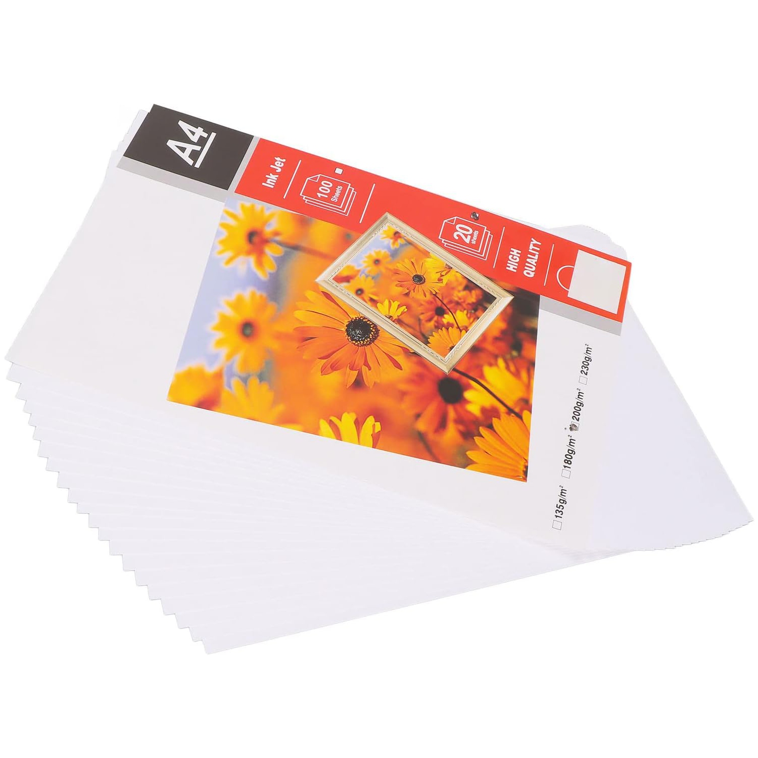 Papier photo glacé jet d'encre 20 pcs, papier photo mat format A4 séchage instantané et résistant à l'eau pour imprimante jet d'encre, affiches,