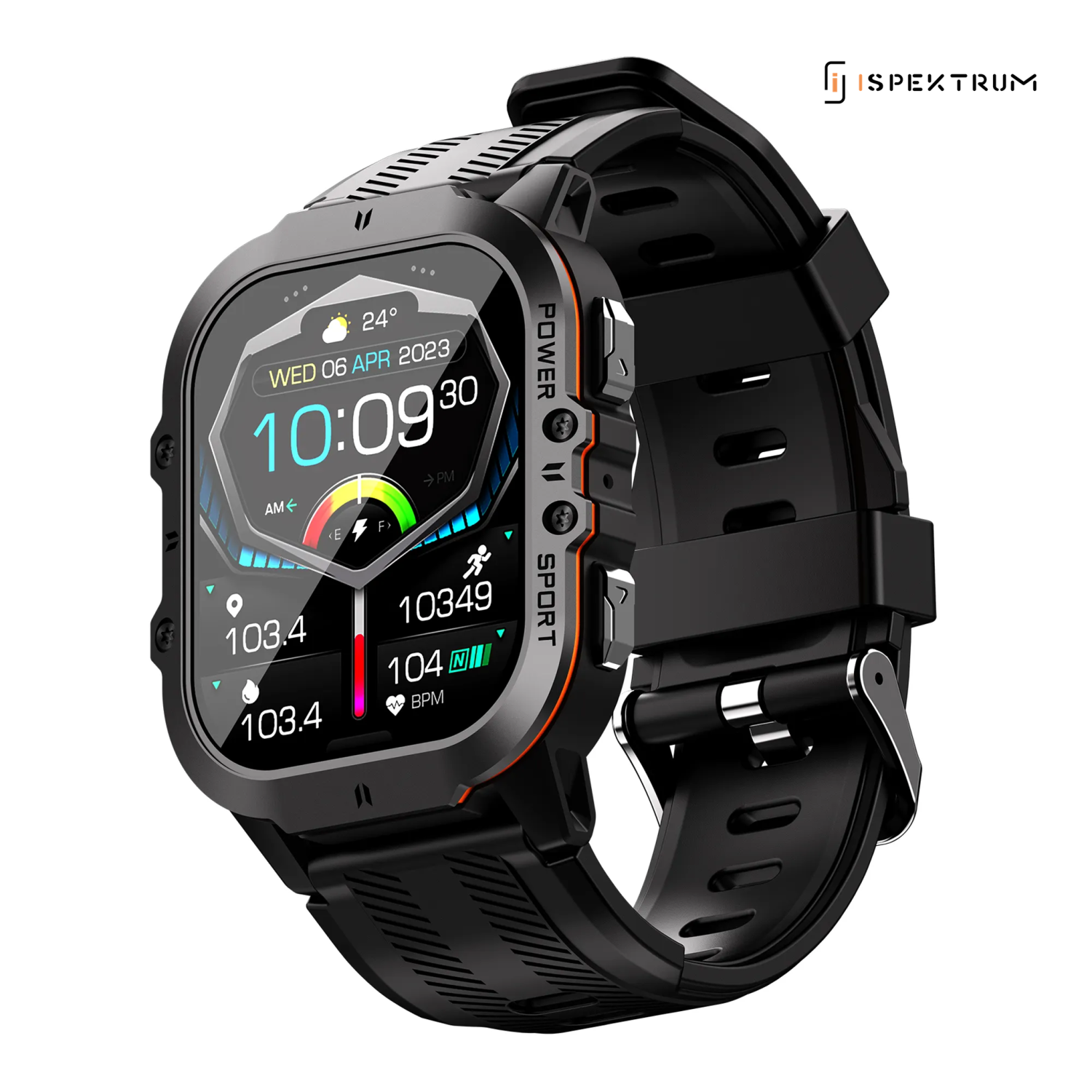 ISPEKTRUM Fortify C26 Smart Watch 1.7" HD Display Bluetooth Calls & Text 1ATM Waterproof 100+ Sports Mode Fitness Tracker Heart Rate & BP Monitor