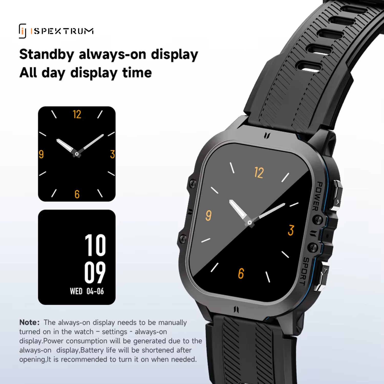 ISPEKTRUM Fortify C26 Smart Watch 1.7" HD Display Bluetooth Calls & Text 1ATM Waterproof 100+ Sports Mode Fitness Tracker Heart Rate & BP Monitor