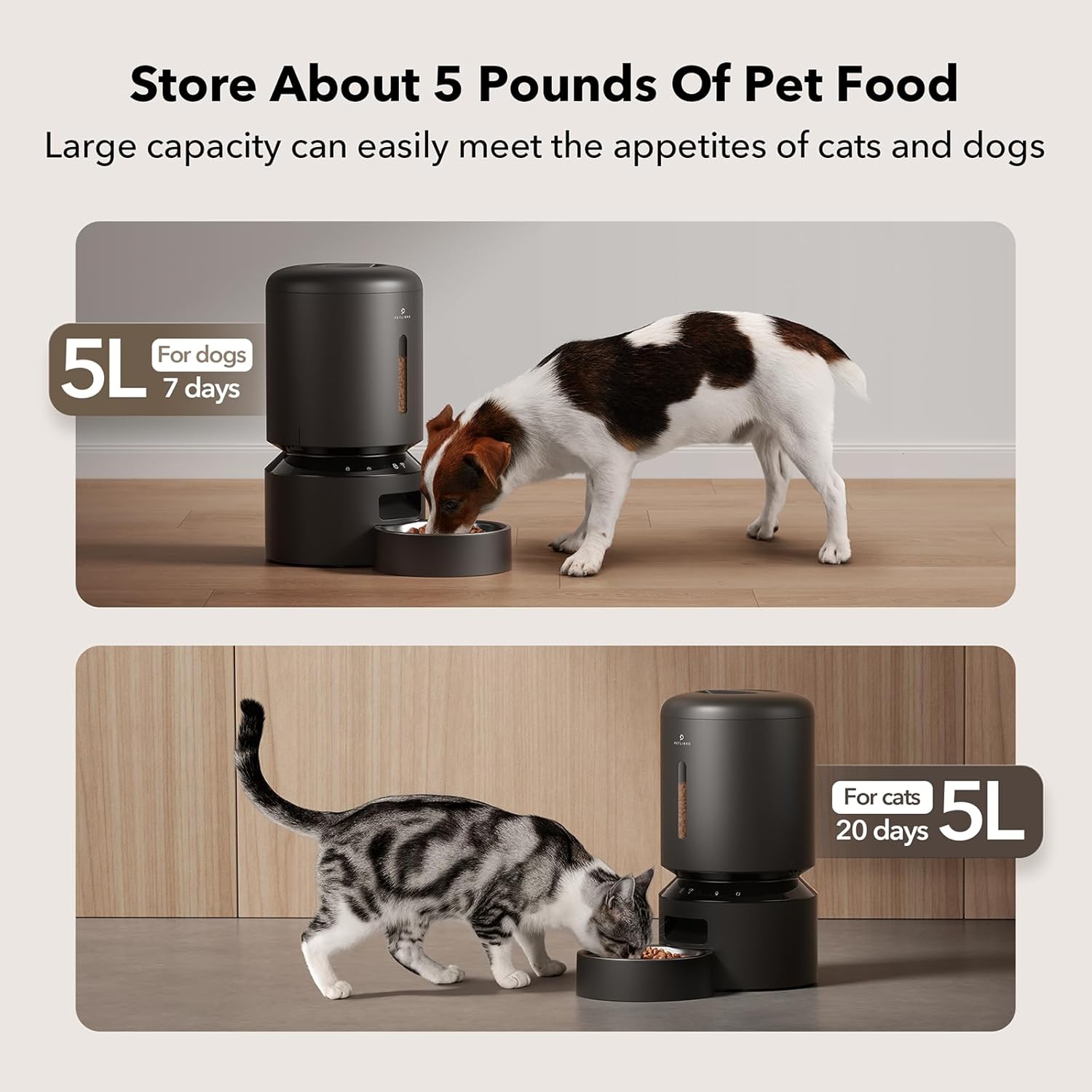 PETLIBRO Automatic Cat Food Dispenser, 5G WiFi Pet Feeder with APP Control for Pet Dry Food, 5L Automatic Cat Feeder