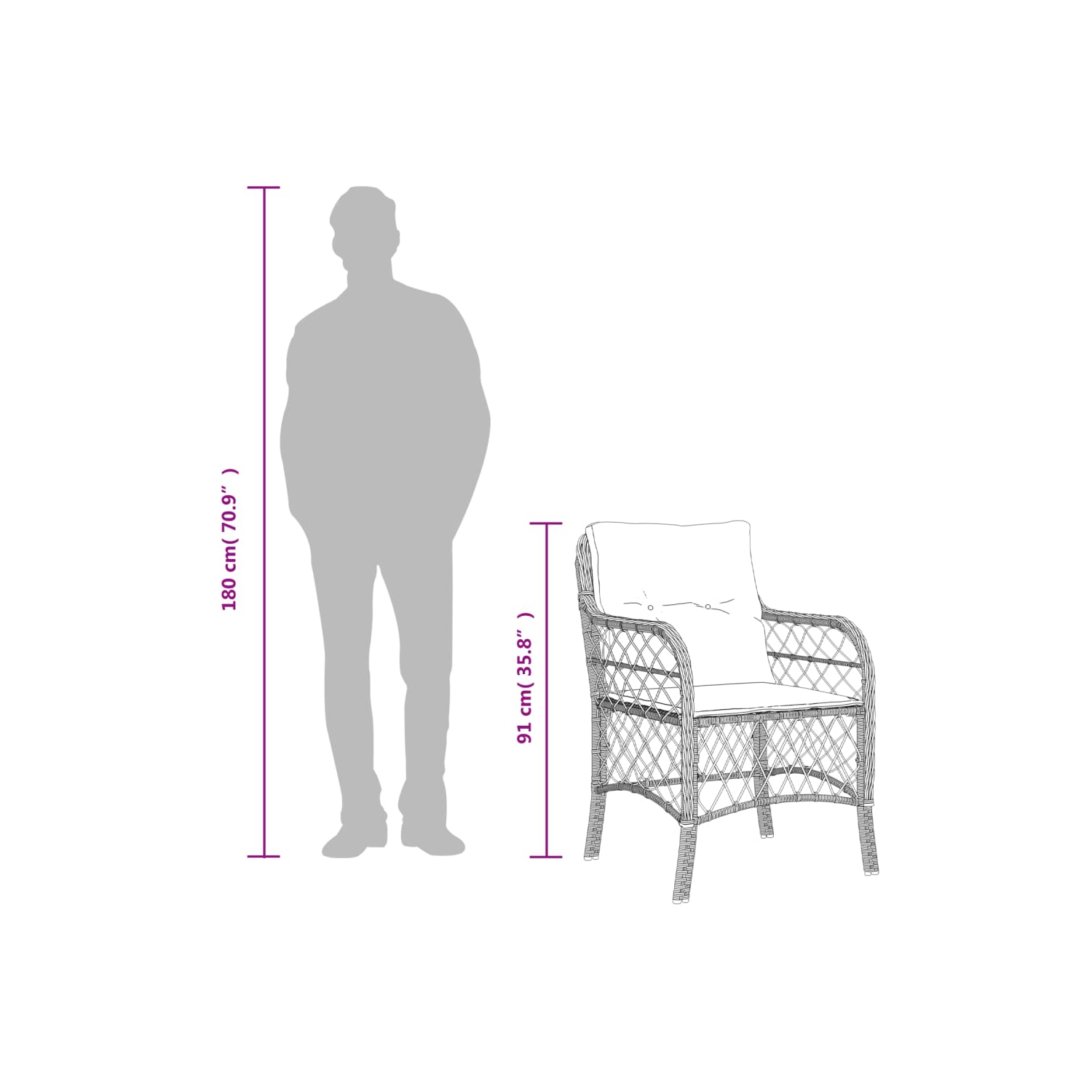 Ensemble de salle à manger de jardin vidaXL 7 pièces avec coussins en poly rotin brun