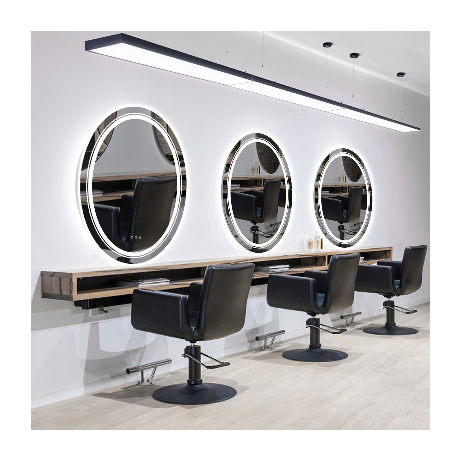 24.x32 Inch Oval Bathroom Mirror 3 Lights Memory Function Smart Touch Sensor Anti-fog Makeup Mirror with Backlit Front Lighted